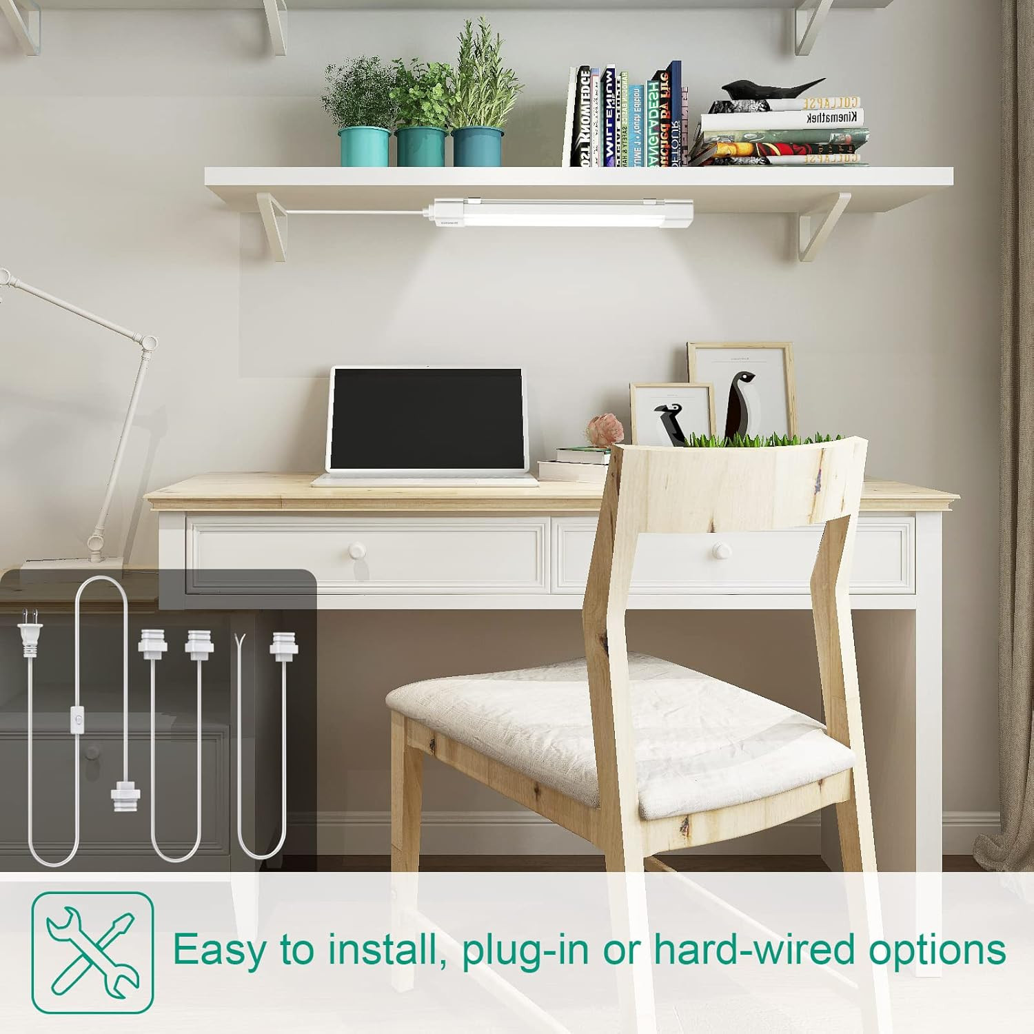 KUKUMAO LED Closet Lights with Plug,17In 1700LM Plug in Ceiling Lights, IP66 Plu
