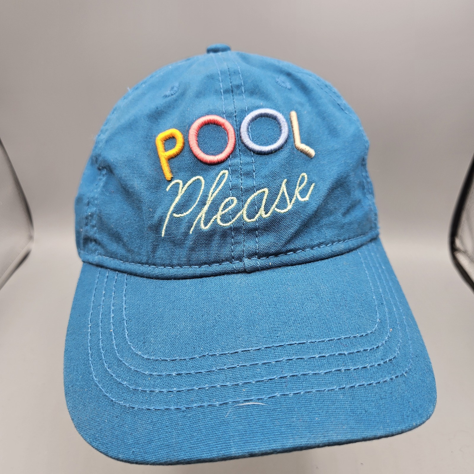 Teal "POOL Please" Embroidered Baseball Cap OSFM Adjustable Strap Summer Beach