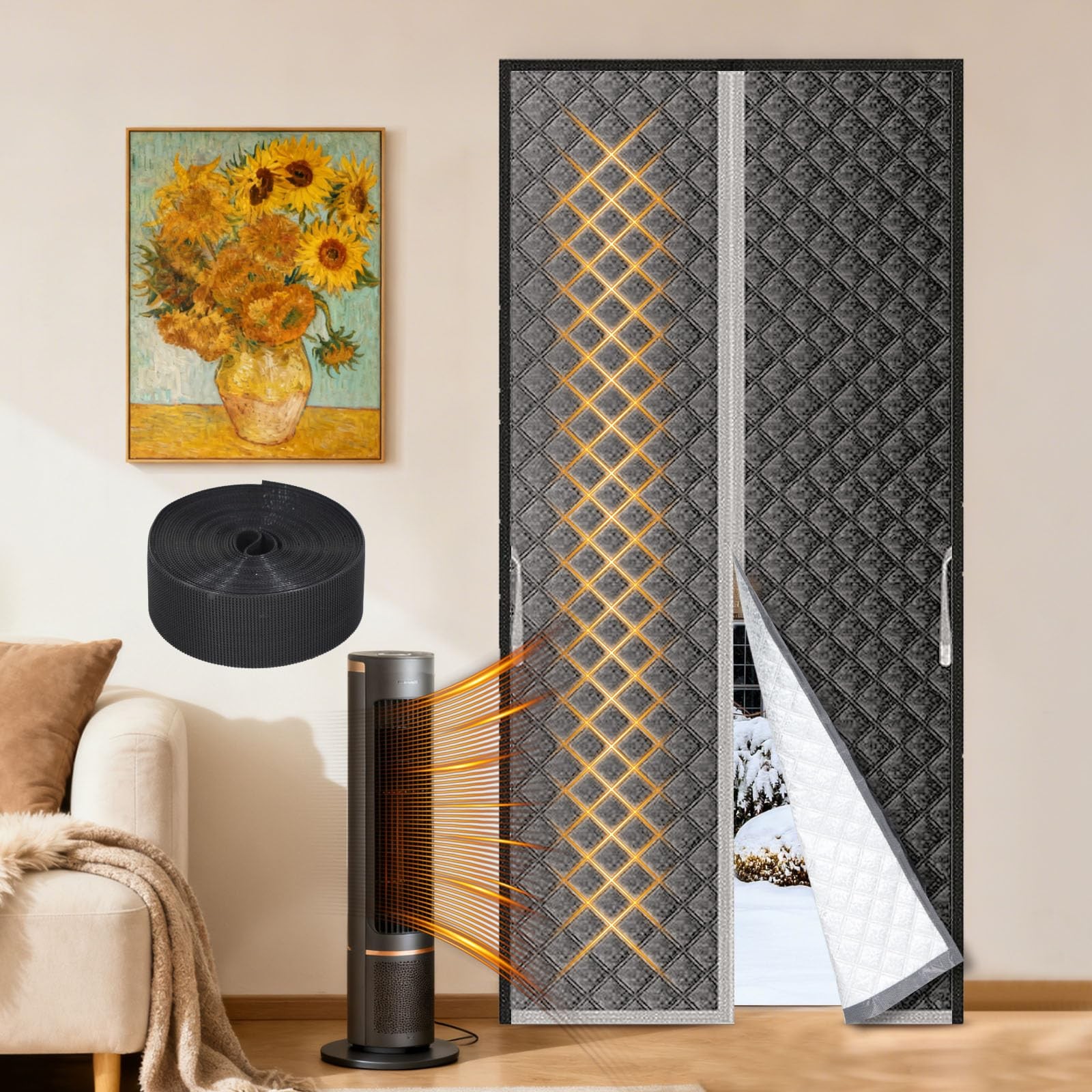 Upgrade Magnetic Insulated Door Curtain,Thermal Door Cover for Winter Made of...