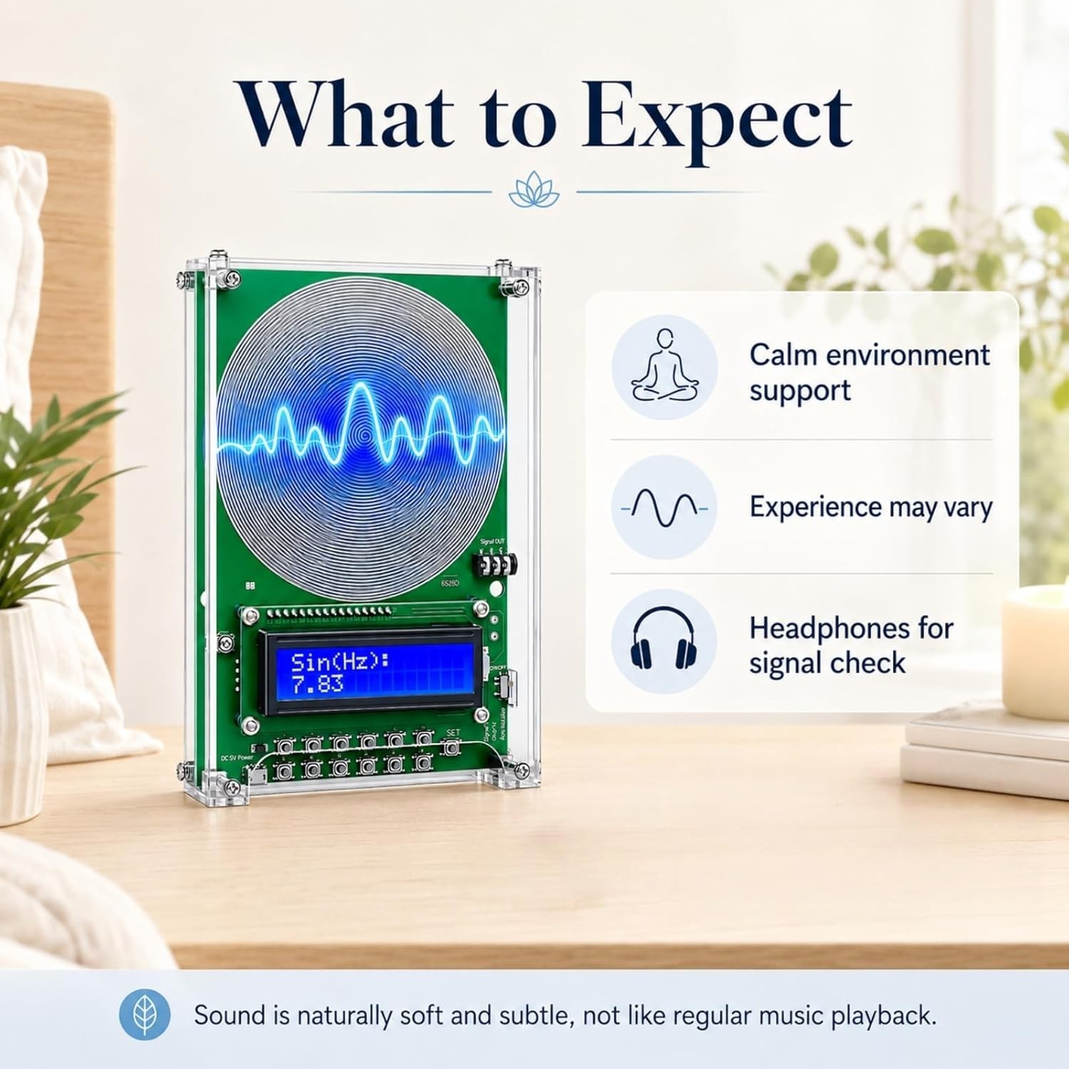 Lightweight USB Frequency Generator for Meditation and Relaxation with Display