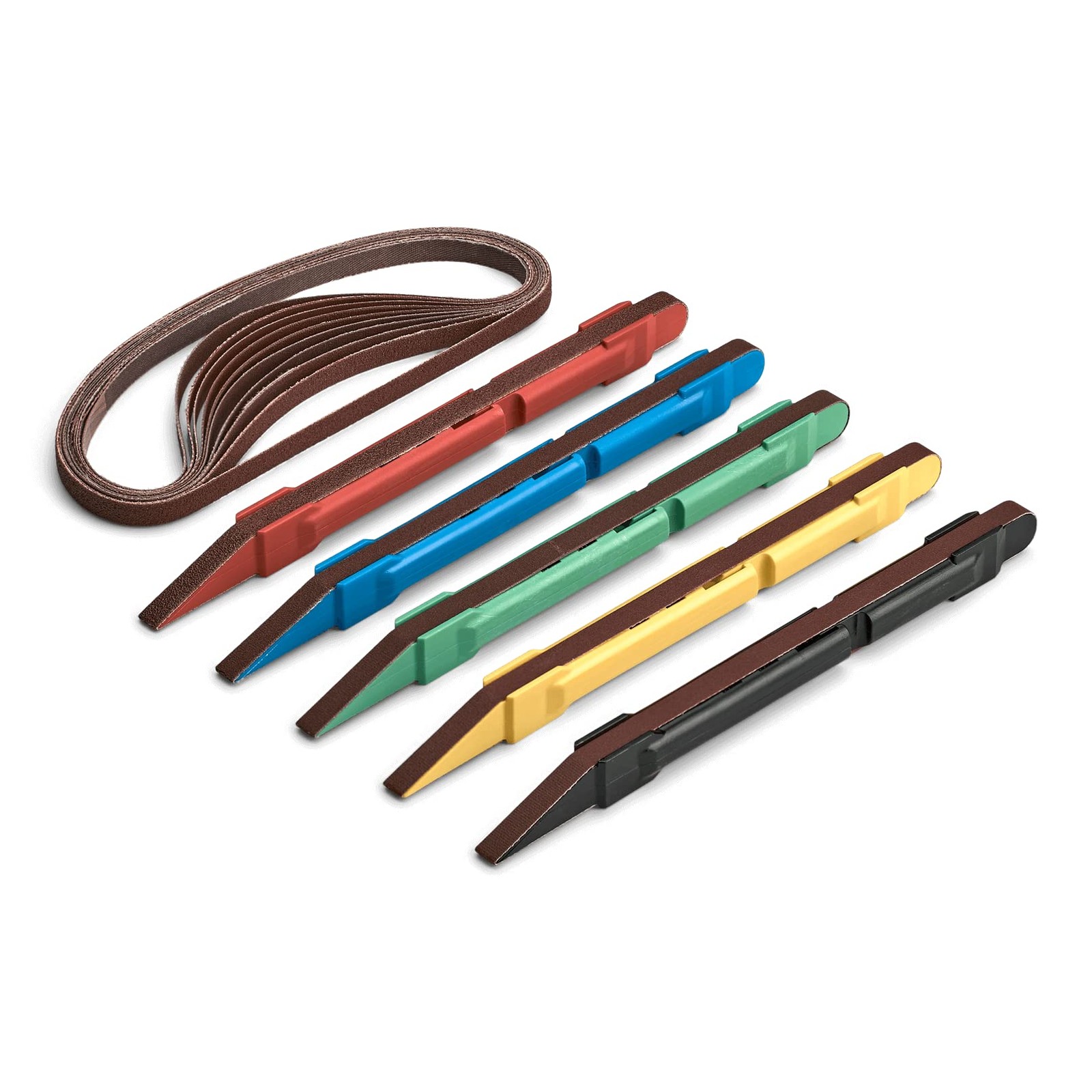5 Piece Set with 2 Extra Belts Per Stick, 5 Grits 120, 240, 320, 400 & 600 Gr...