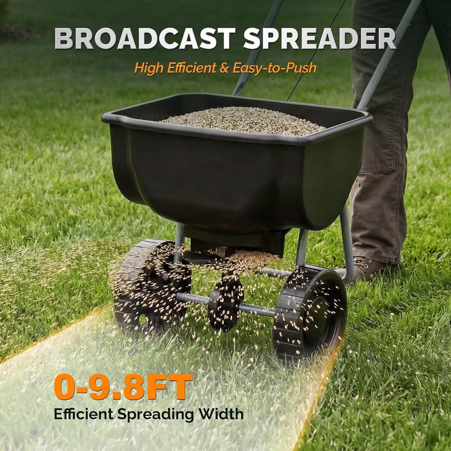 70lbs Fertilizer Spreader with 15 Adjustable Drop Rate Pre-Assembled