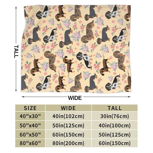 Soft Throw Blanket 80"X60" Lightweight Flannel 80"x60" Dachshund Sausage Dogs