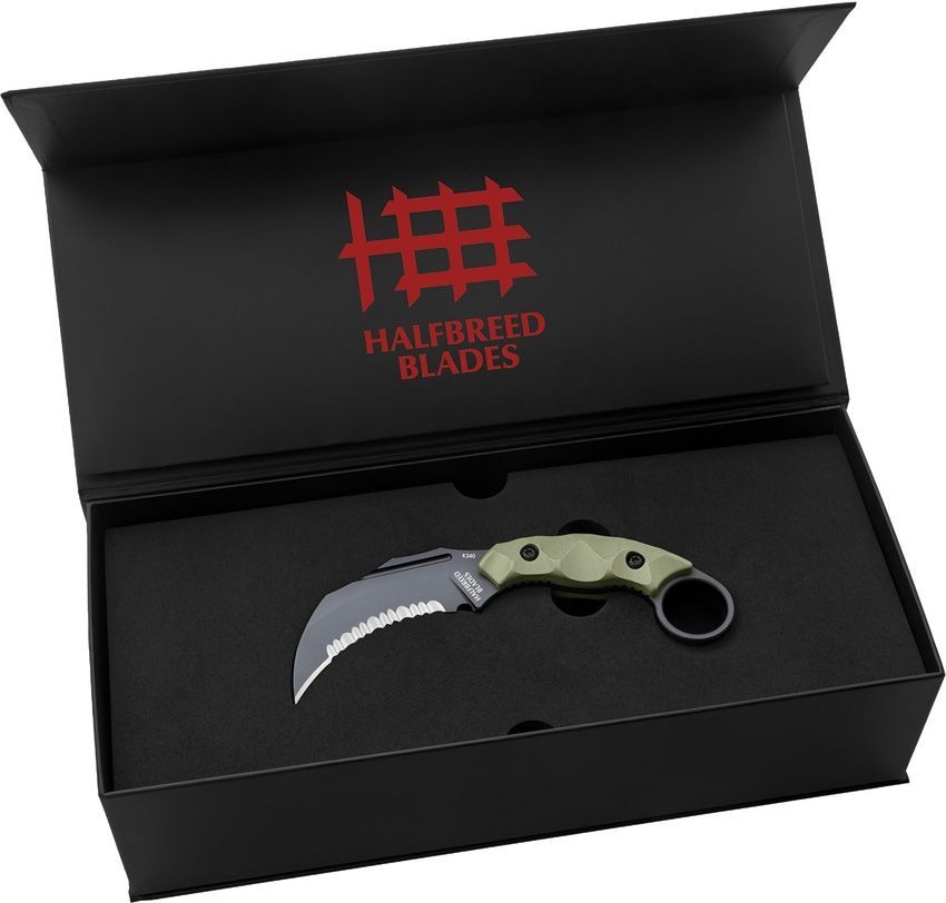 Halfbreed Blades Close Fixed Knife 3.5" K340 ISODUR Tool Steel Blade G10 Handle