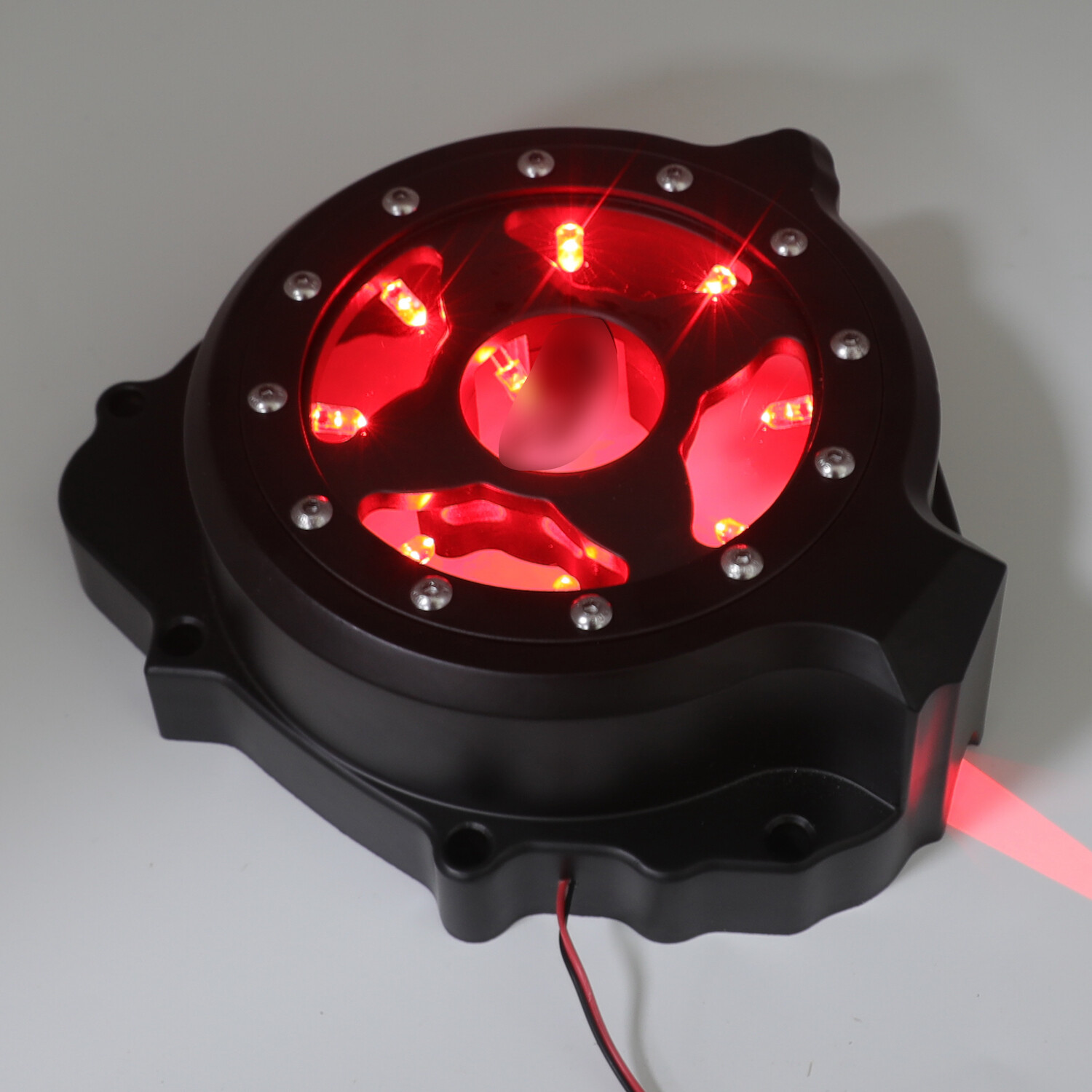 Black w/ Red LED Left Engine Stator Cover For 2003-2006 Honda  CBR 600RR
