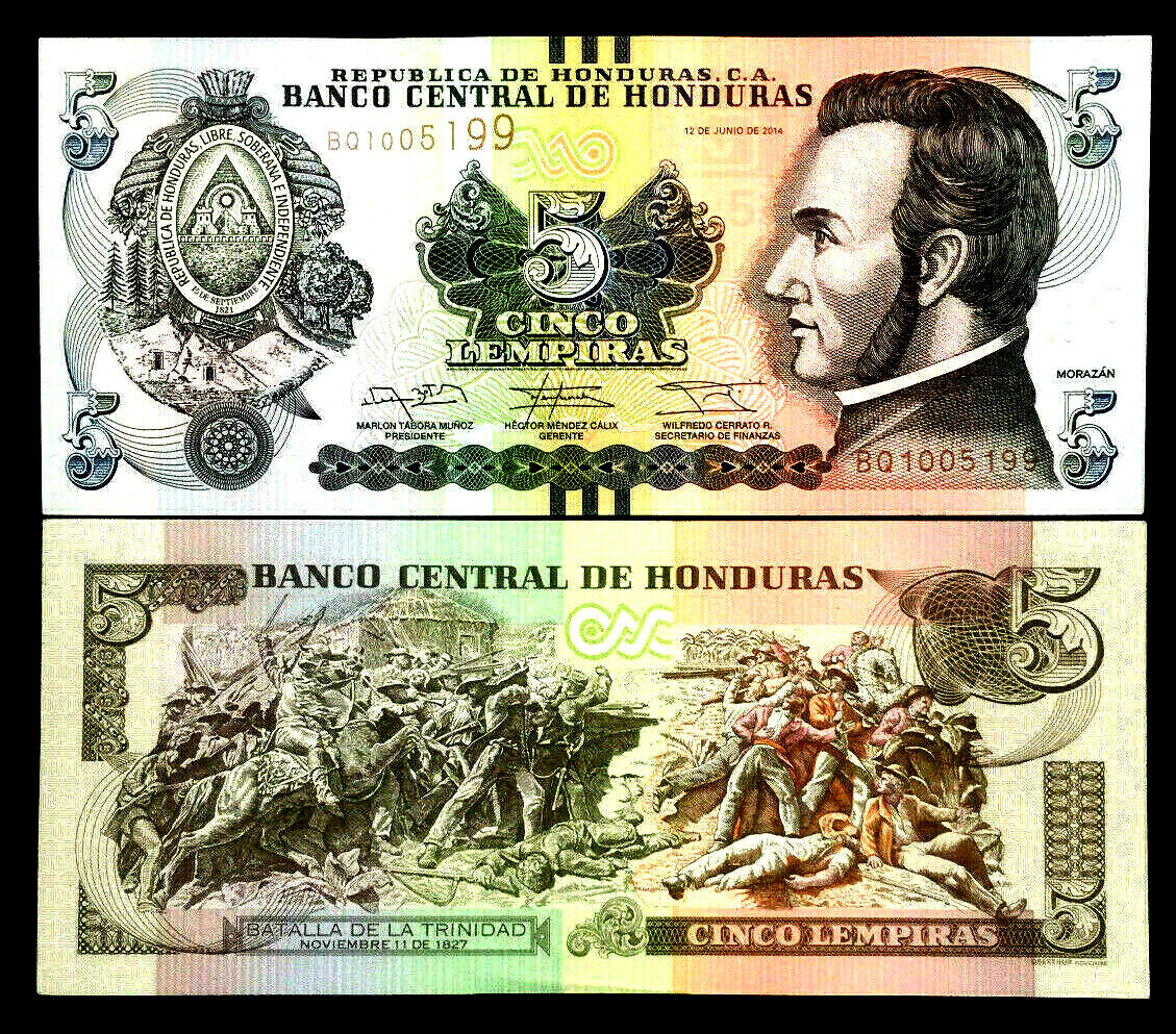 HONDURAS 5 Lempiras Year 2014 Banknote World Paper Money UNC