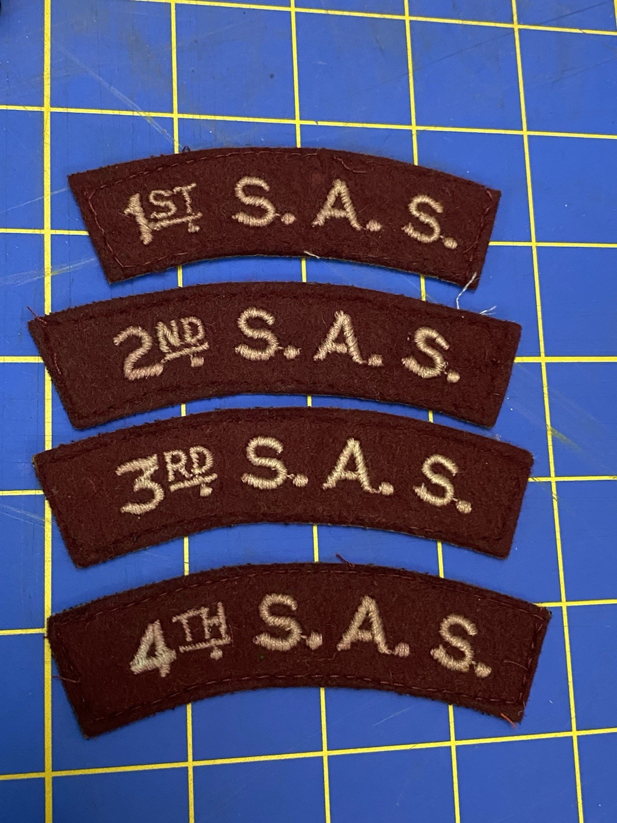 (4) Special Air Service Shoulder Titles 1st, 2nd, 3rd & 4th British Military