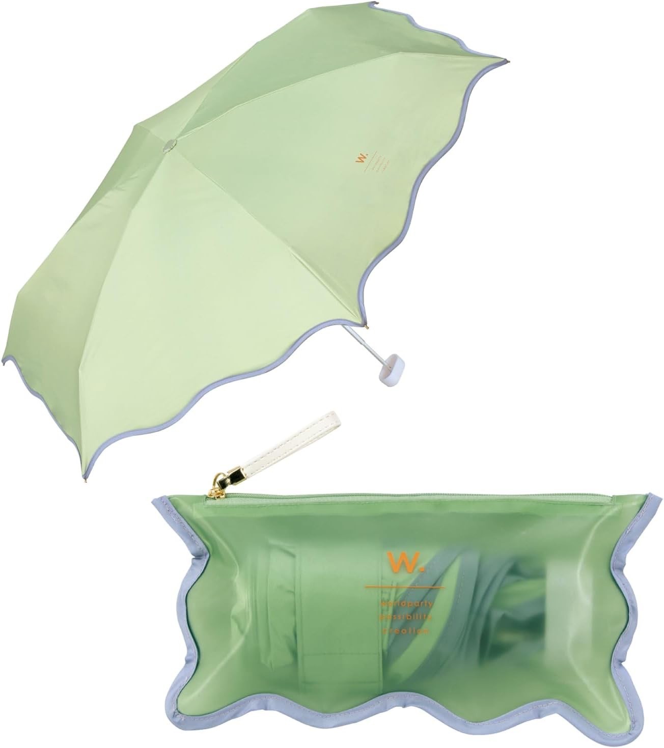 Wpc UV Protection Folding Parasol for Sun&Rain Wave Piping Porch Green Color