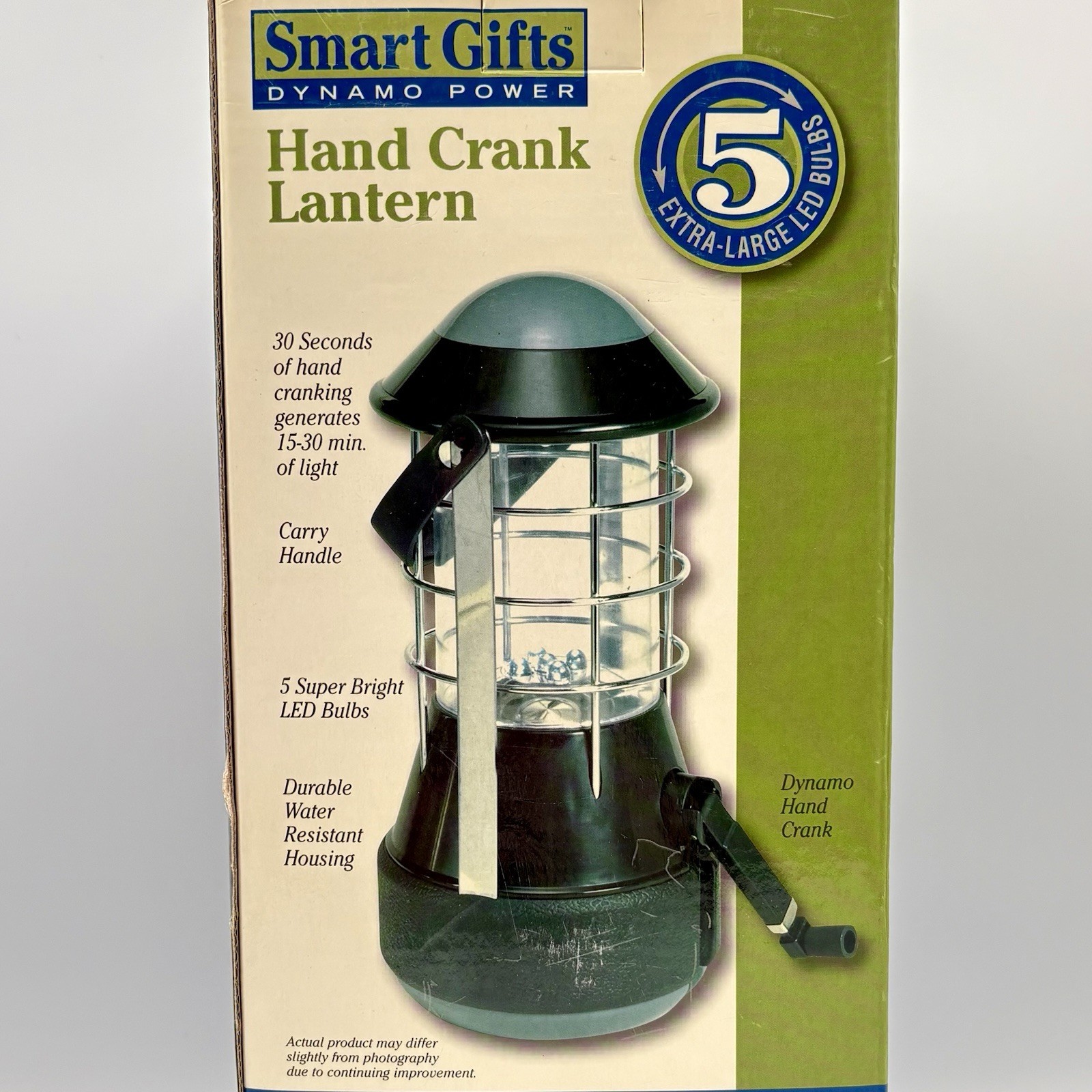 HAND-CRANK LANTERN - 5 EXTRA-LARGE LED BULBS - NO BATTERIES NEEDED