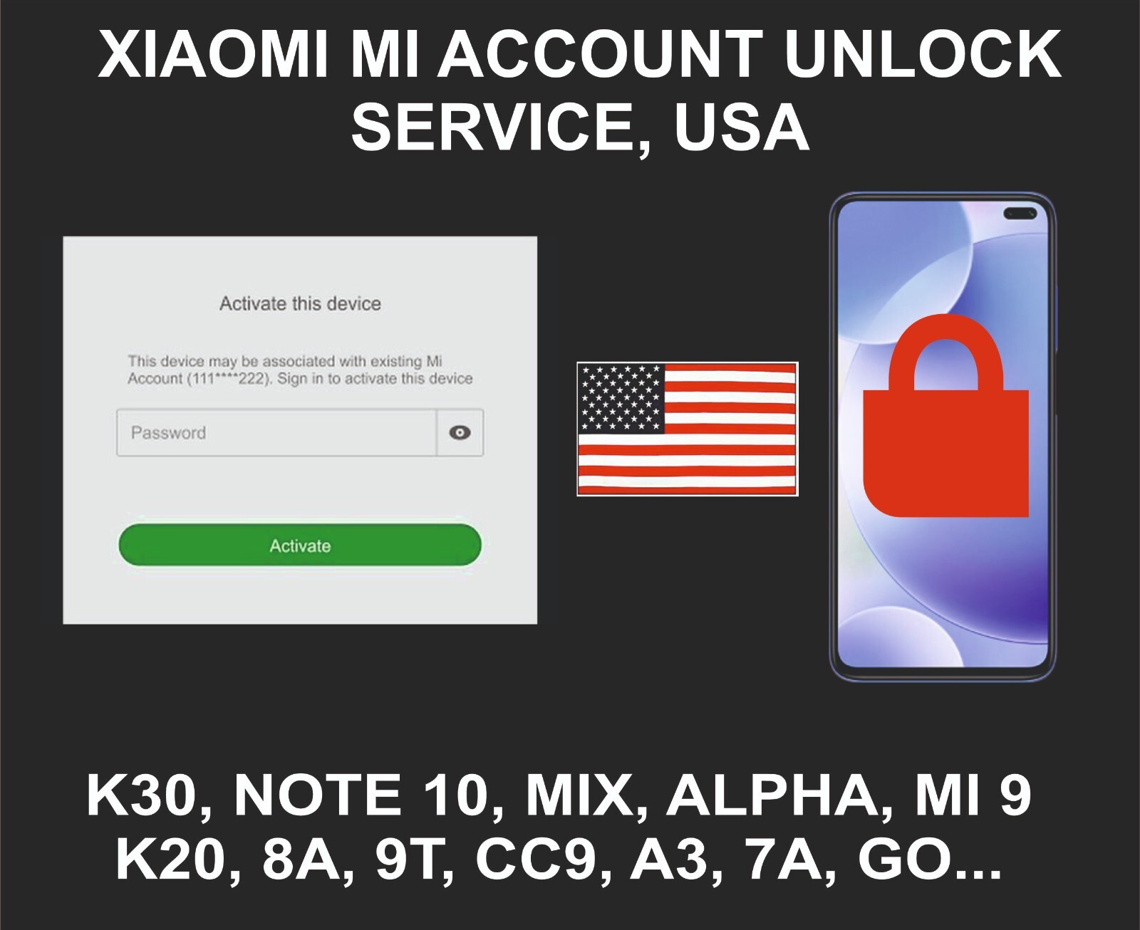 Xiaomi ID, Account, Unlock, All Models, USA Account Devices