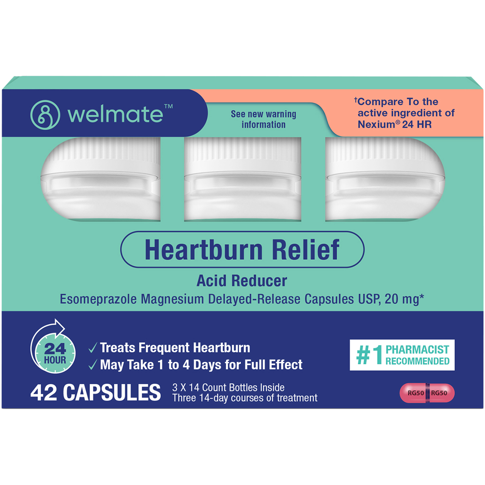 WELMATE Esomeprazole 20mg 42 DR Capsules Exp 05/27