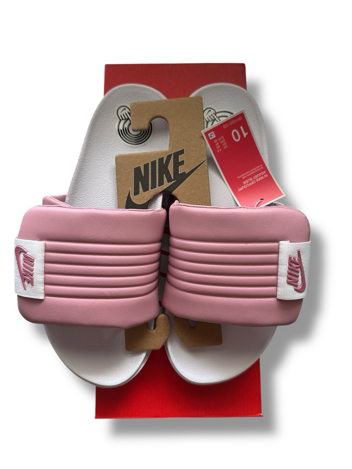 Nike Offcourt White/elemental Pink Men's Adjustable Slides Sandals-Siz 10 NWB