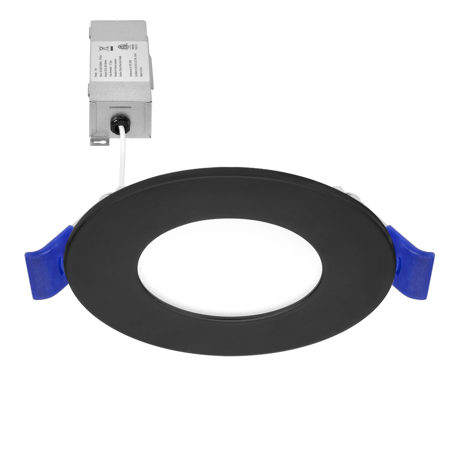 Maxxima 3 in. 5 CCT Ultra Thin Recessed LED Downlight, 400 Single Pack, Black
