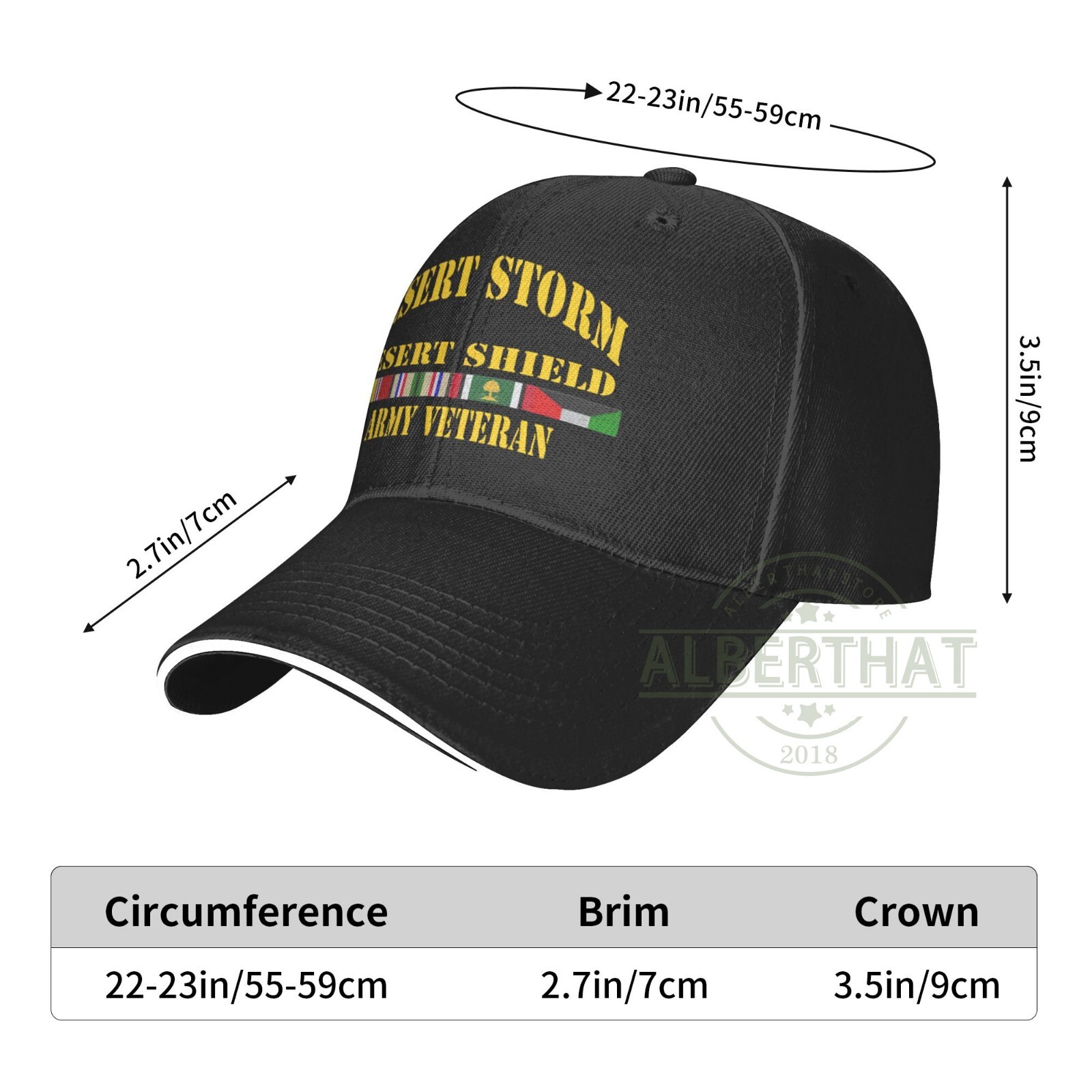 Desert Storm Desert Shield Army ​Veteran Unisex Baseball Cap Adjustable Dad Hat