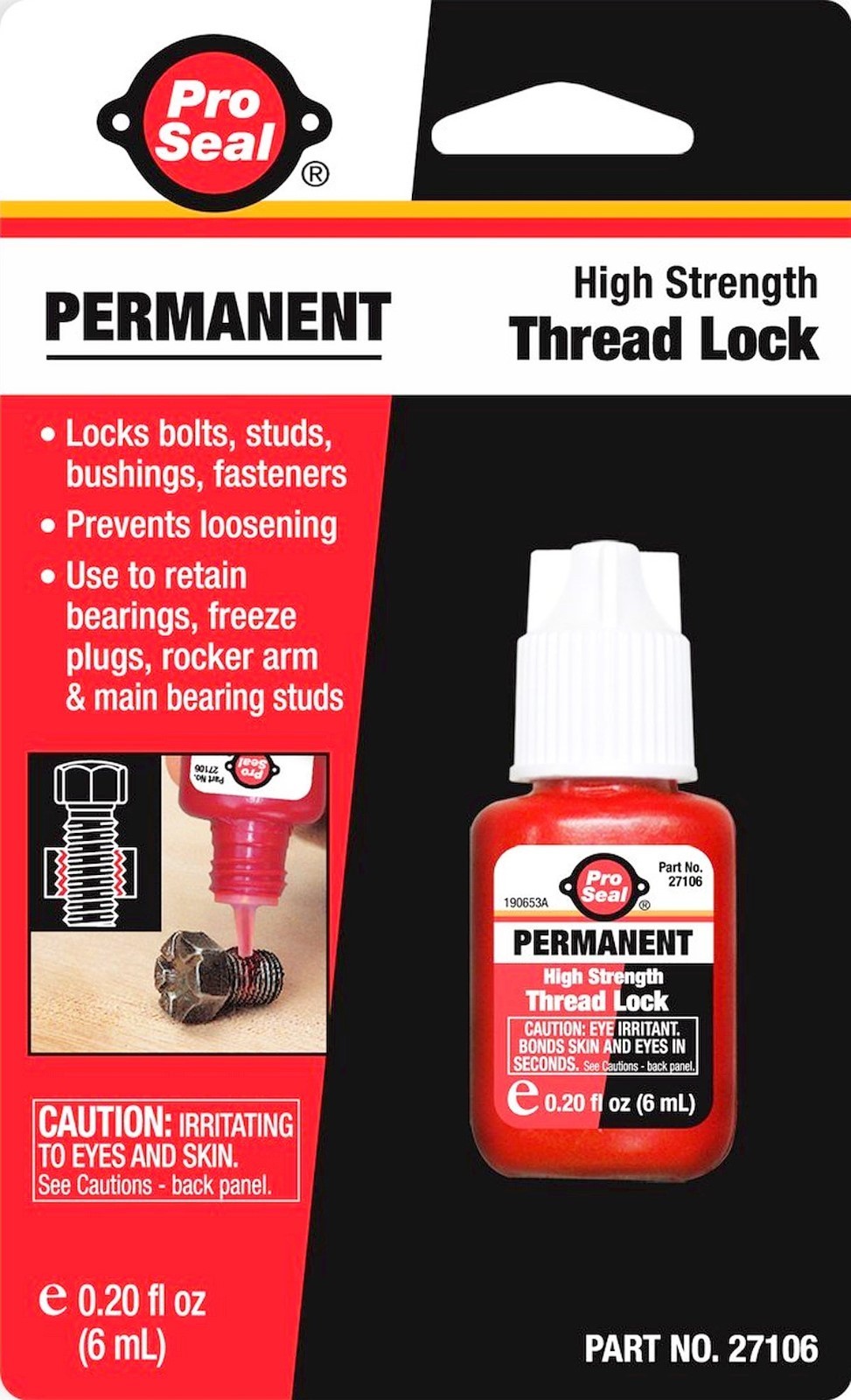 Pro Lok PERMANENT Thread Locker RED Thread Lock nut bolt stud PRO SEAL 27106