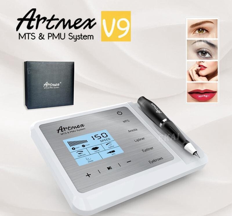 Artmex V9 Makeup Machine Micro Dyeing Set Painless Tattoo Device with 6Pcs Tips