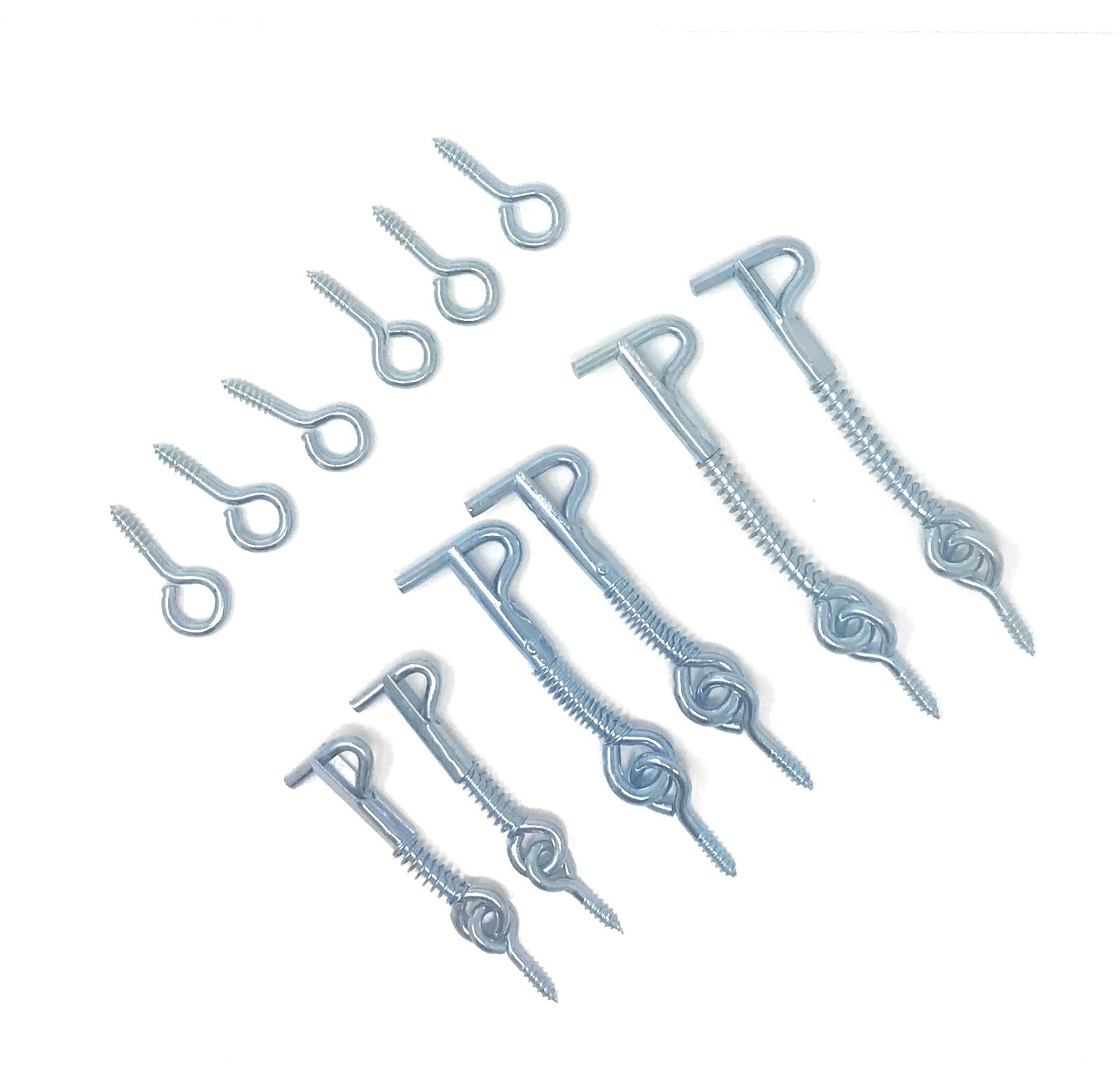 Safety Hook and Eye Latch, Wire Gate Hook, 6 Pack 2-2", 2-2 1/2", 2-3"