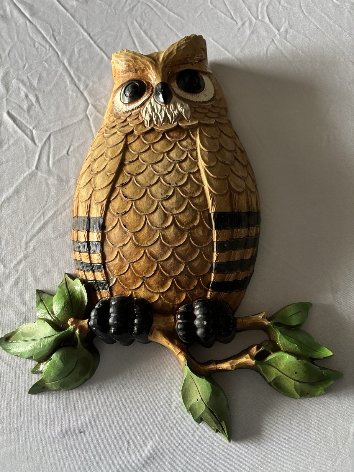 Vintage 70’s Owl Wall Hanging Homco  Decor Made in USA 13" Kitchy Retro