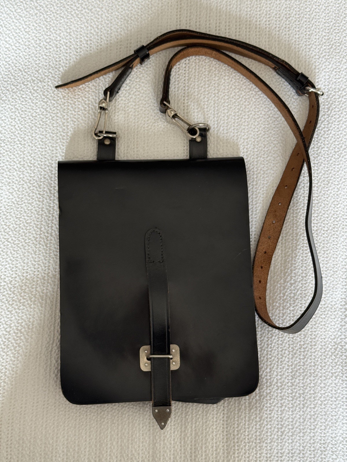 Vintage Leather Stamped NVA GERMANY MILITARY ARMY MAP CARRIER BAG SATCHEL Nice