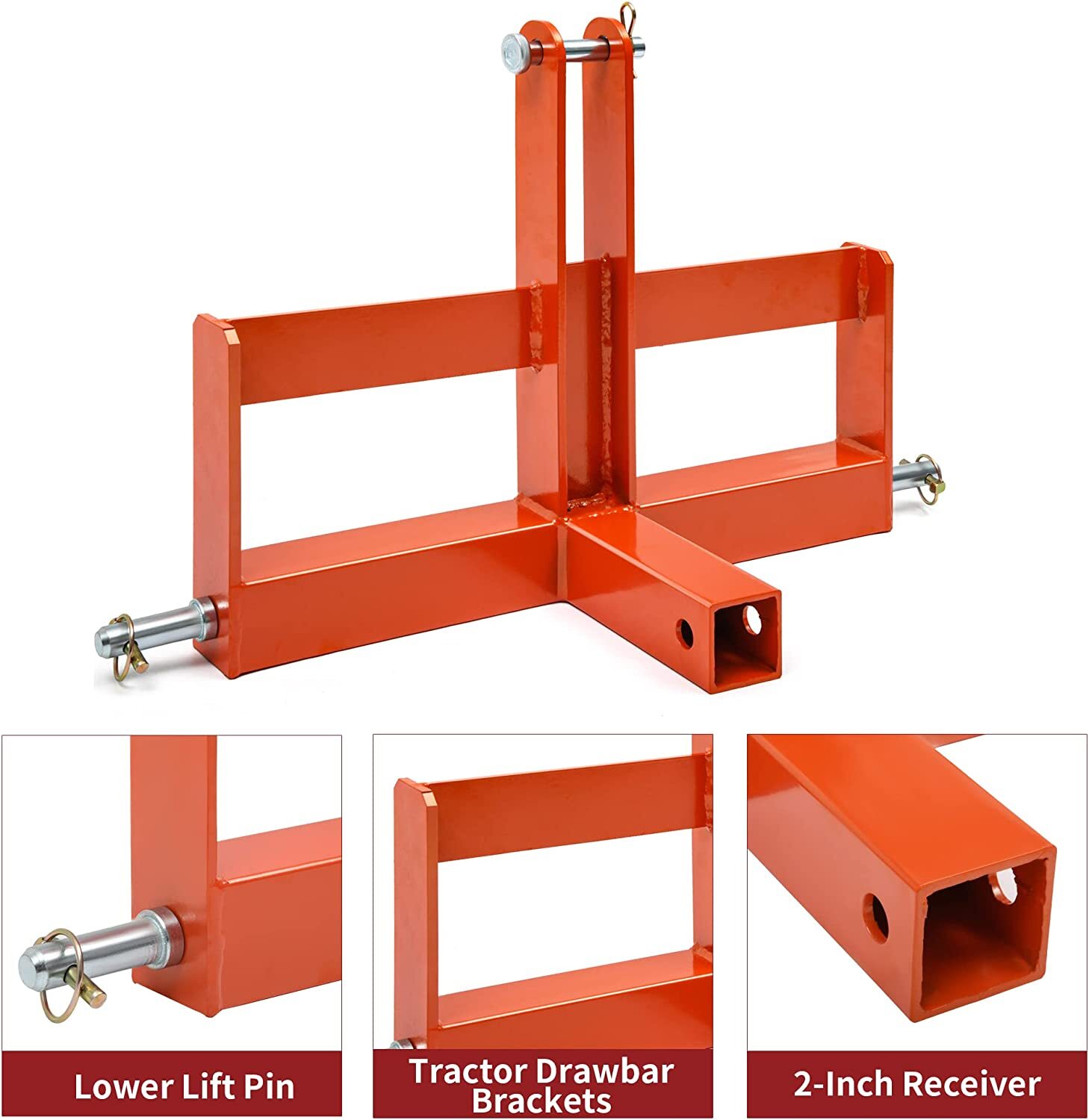 Heavy-Duty 3 Pt 2" Receiver Hitch Drawbar & Suitcase Weights for CAT 1 US