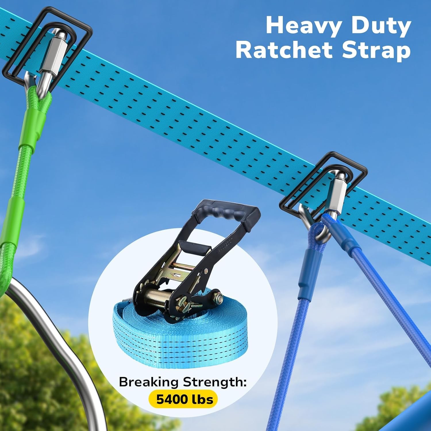 2X 50ft Ninja Warrior Obstacle Course for Kids Slackline w/ Monkey Bars Climbing