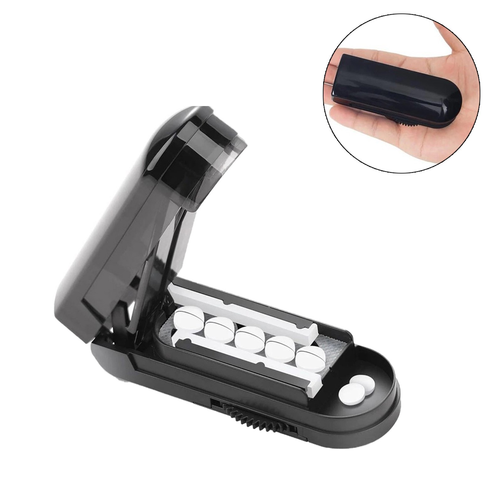 Pill Tablet Cutter Splitter Blade Box Case For Small / Large Pills Fast Easy Cut