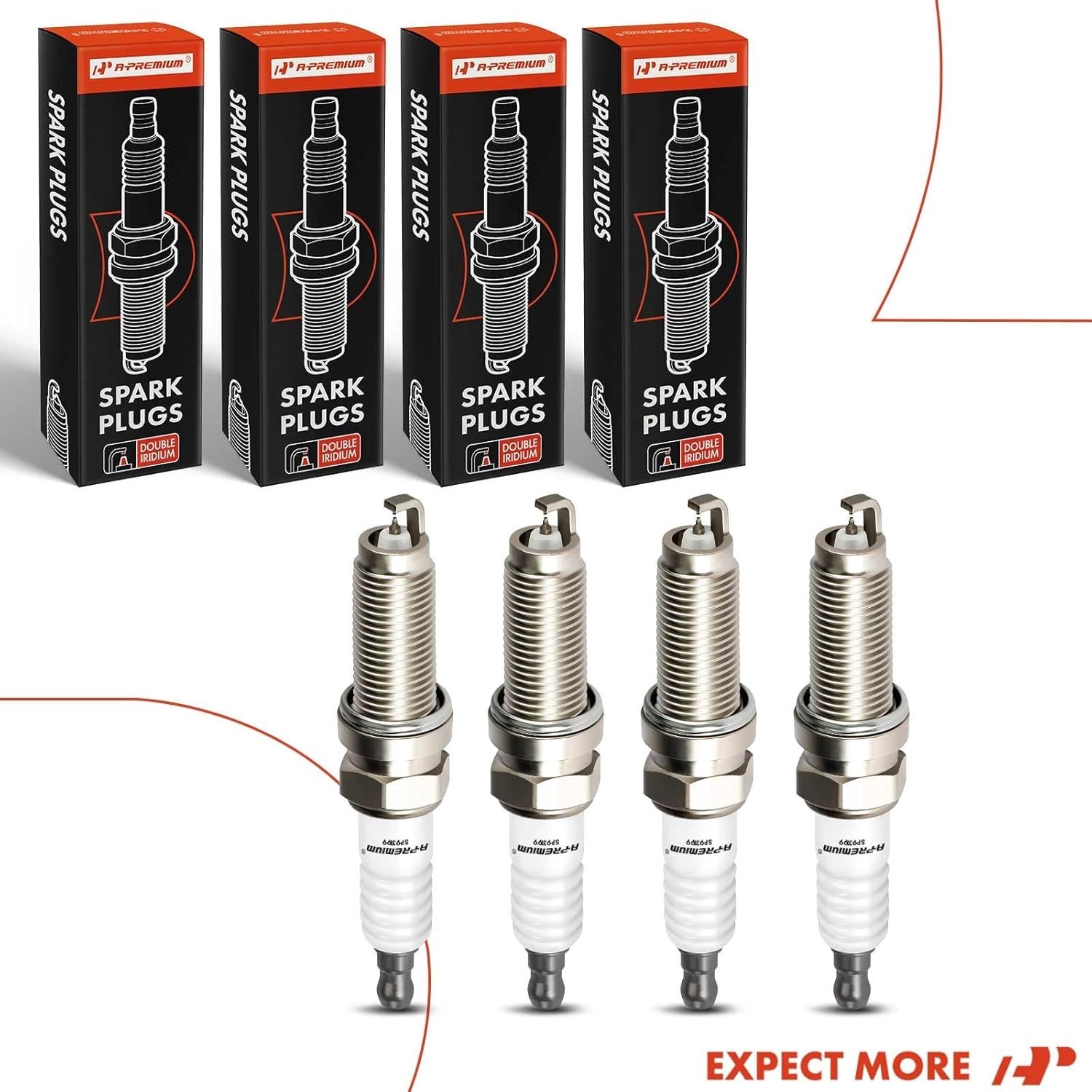 4pcs Double Iridium Spark Plugs for Hyundai Kia Sonata Optima Tucson Sportage