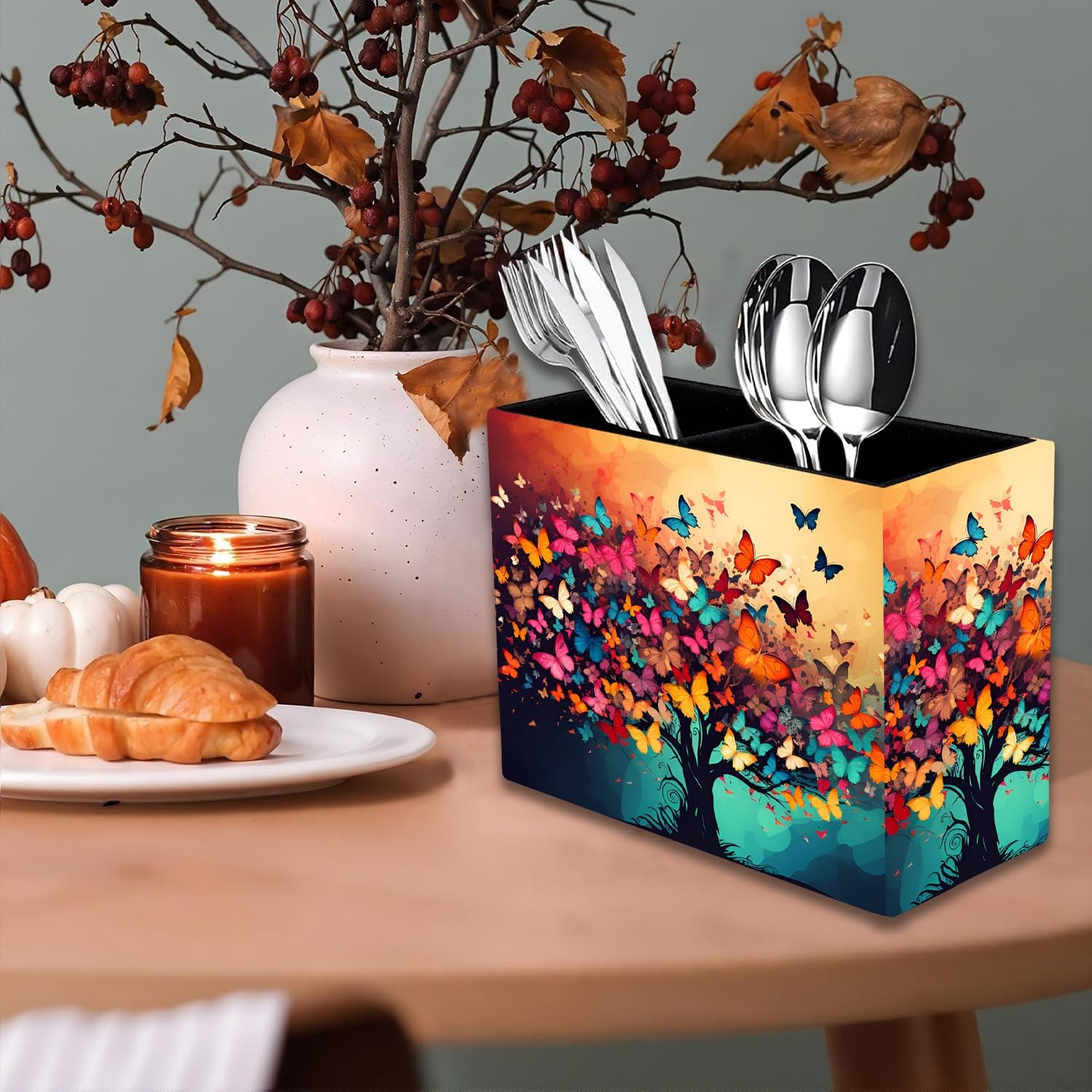 Pen Holder, 2 Compartment Leather Pen Storage Boxes, Makeup Brush Storage Box...