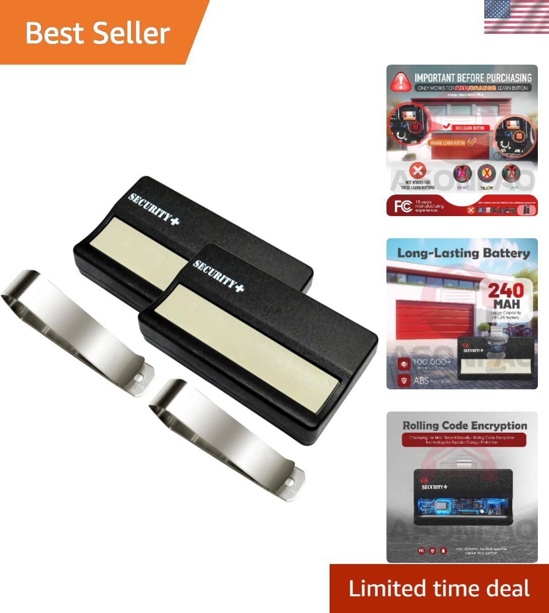 Convenient 2-Pack LiftMaster Garage Remotes with Easy Programming & 164 Ft Range
