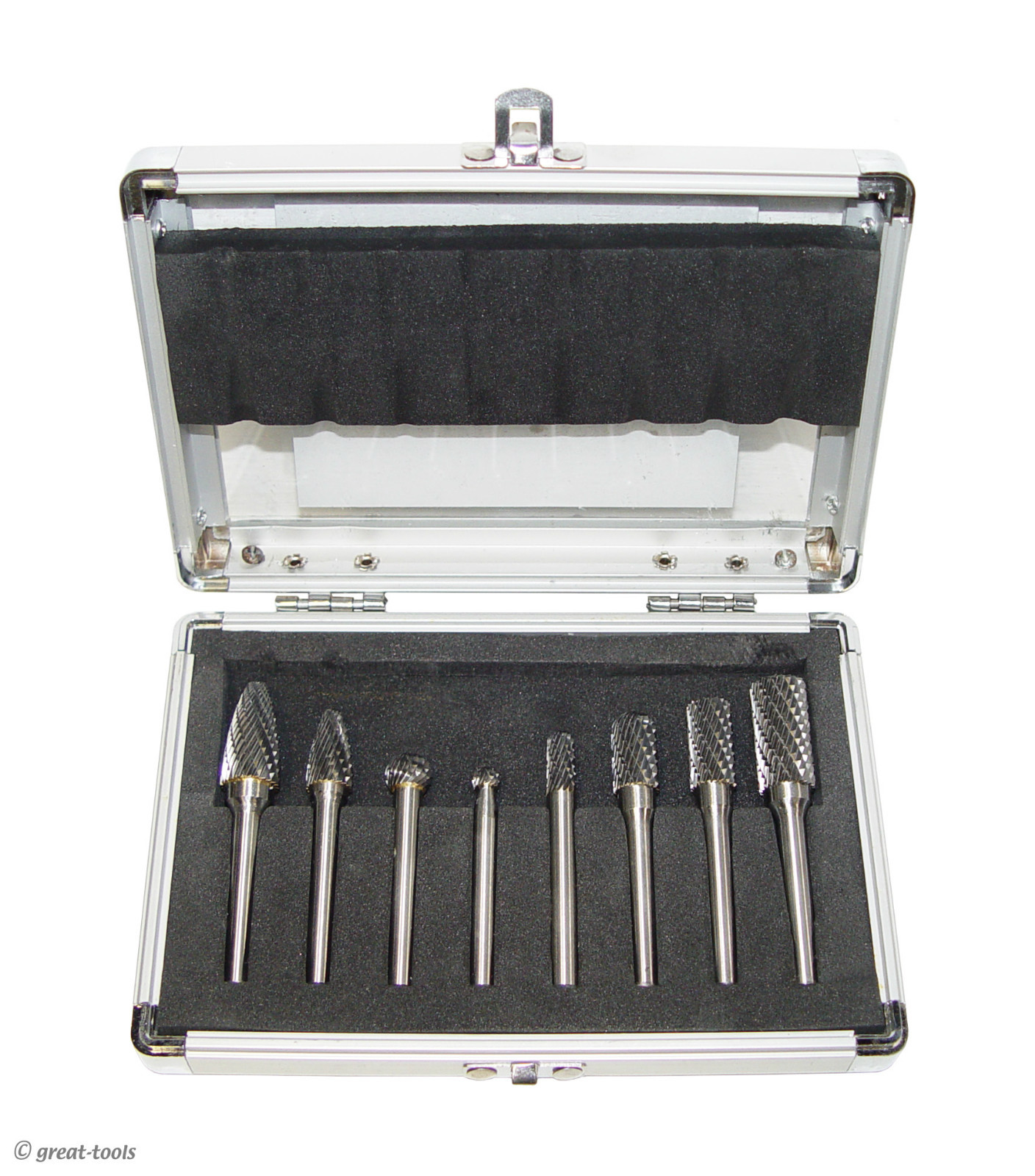 1/4" 8-pc CARBIDE BURR SET – die grinder burrs double cut metal grinding bit