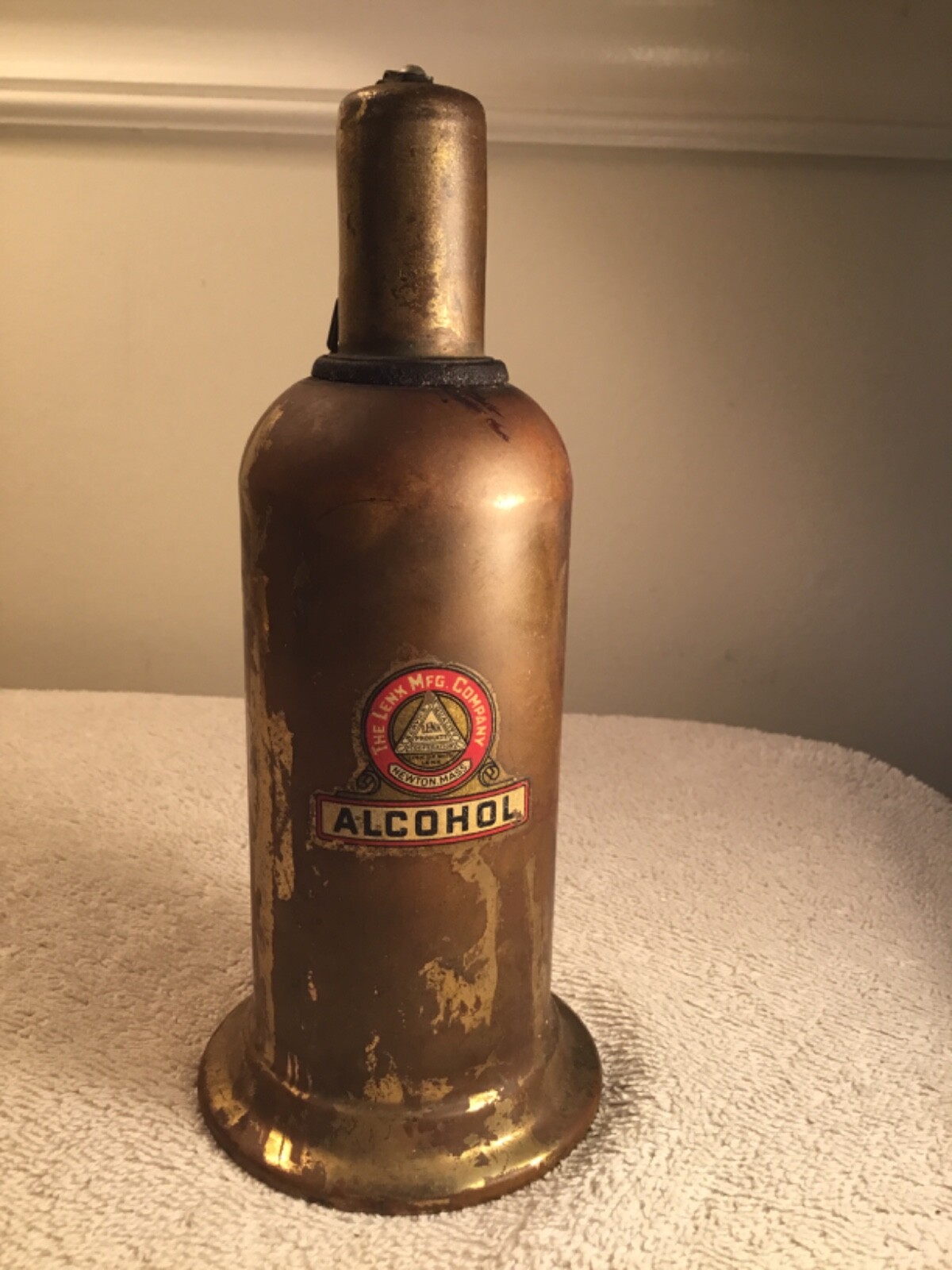 Antique The Lenk Mfg. Co. Newton Mass Alcohol Burner 7”