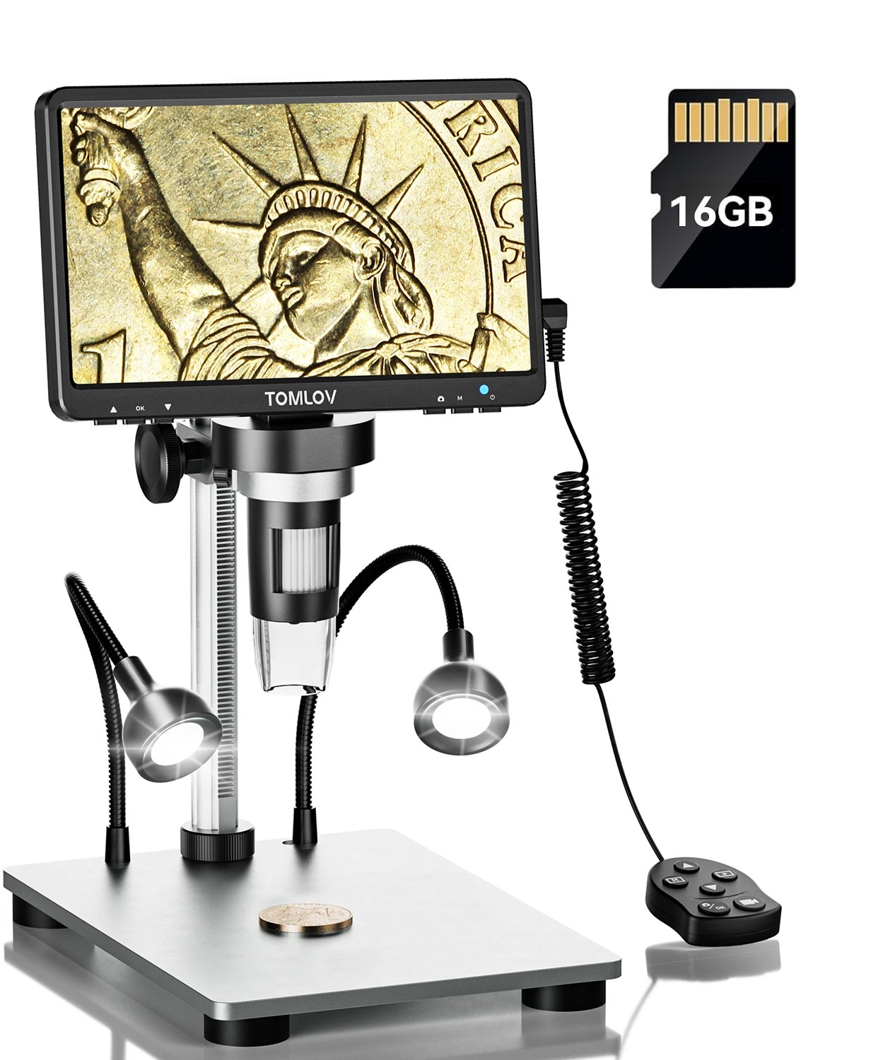 TOMLOV 7" 1200X Digital Microscope Coin Microscope Soldering Microscope Camera