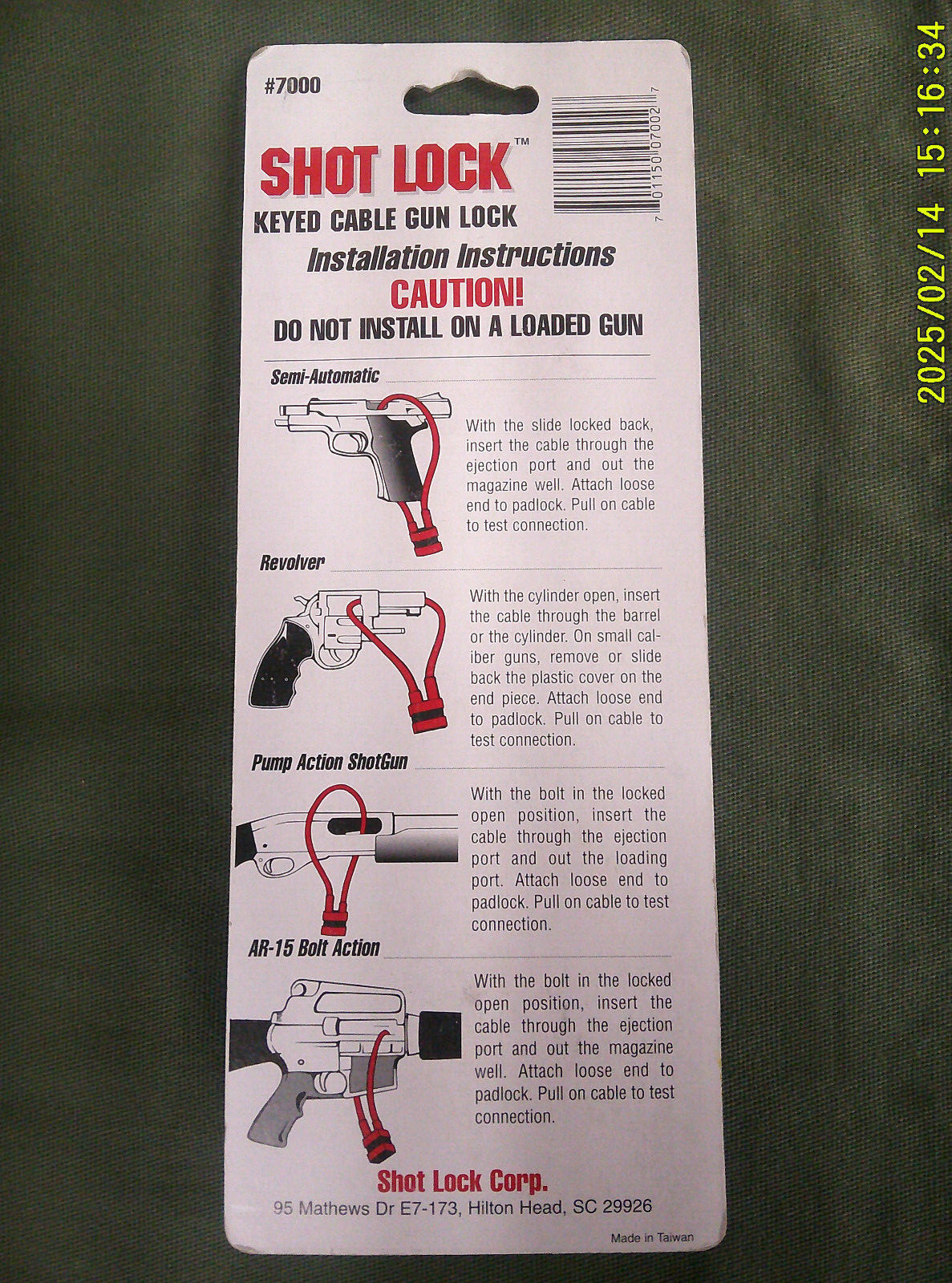 Shot Lock - Keyed Cable Firearm Lock (NEW)
