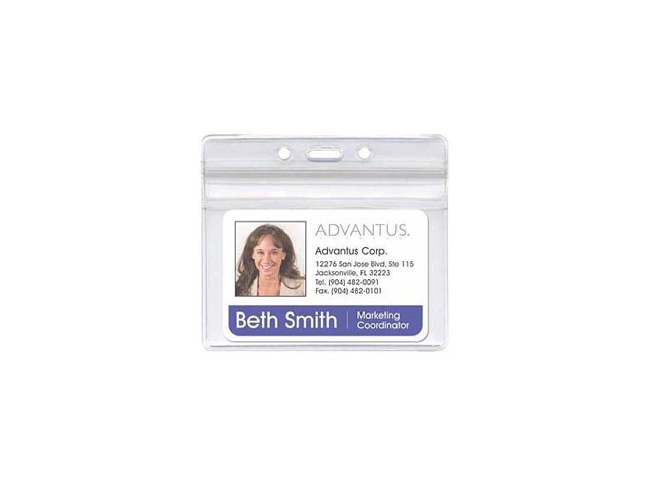 Resealable Id Badge Holder, Horizontal, 3 3/4W X 2 5/8H, Clear, 50/Pac