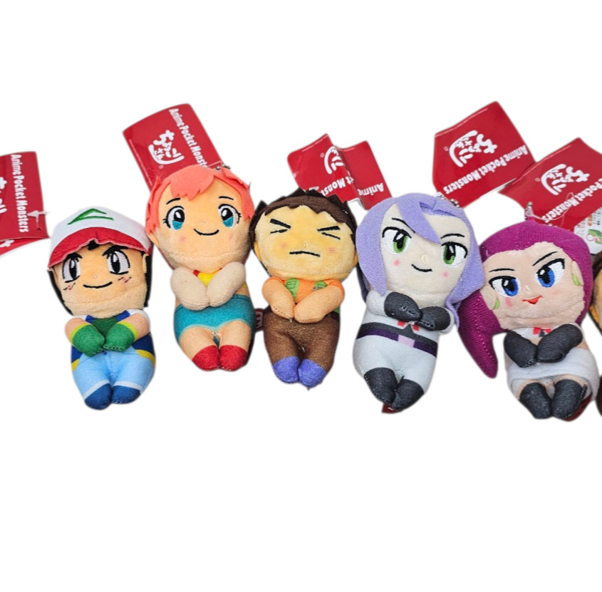 Ash, Misty, James, Jessie, Brok Pokémon Plush Keychains Lot of 5