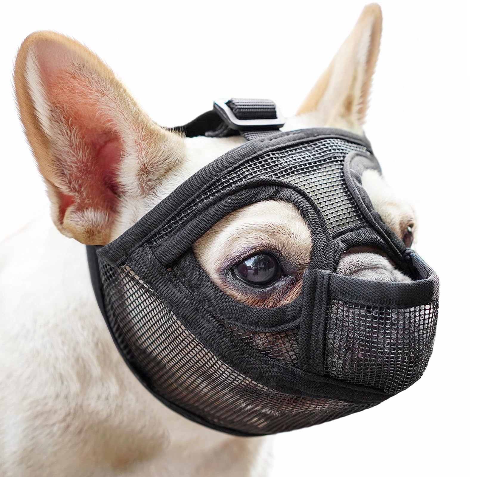 Mayerzon Short Snout Dog Muzzle for French S [Head Cir: 15"-17.5"], Black
