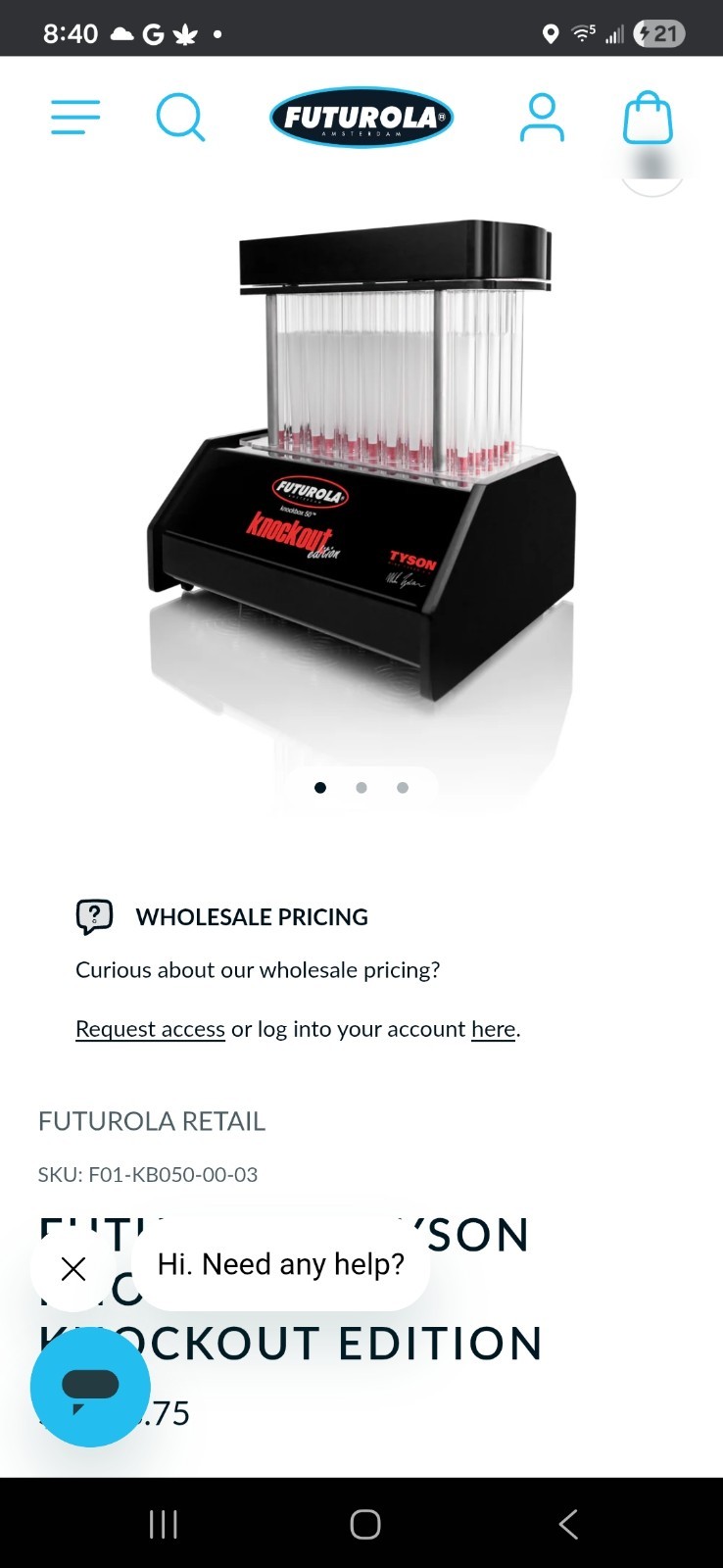 Futurola Knockbox 50 Mike Tyson. Special Edition! RAW Cones Rolling Machine