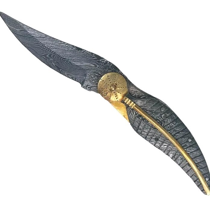 Knife King Handmade Damascus Steel Pocket Folding Leaf Style Folding Knives