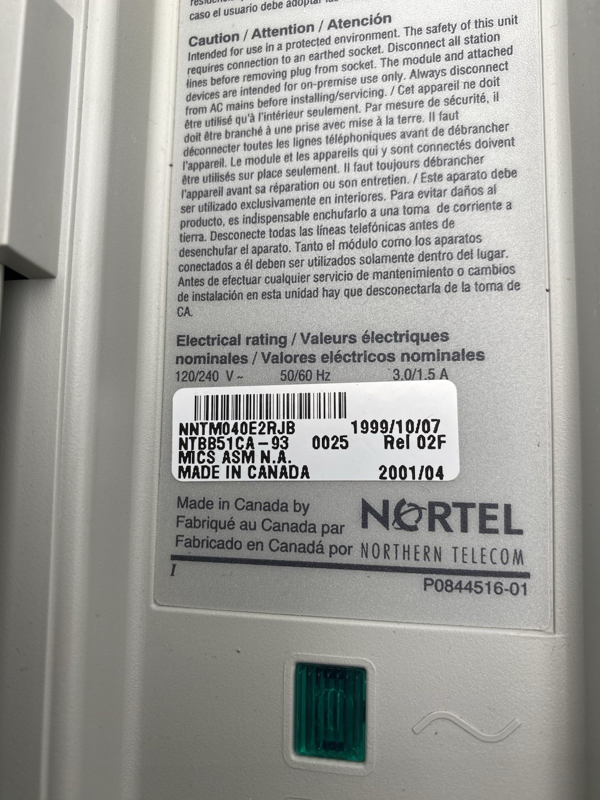 Nortel Norstar NTBB51CA M0X8A Analog Station Module