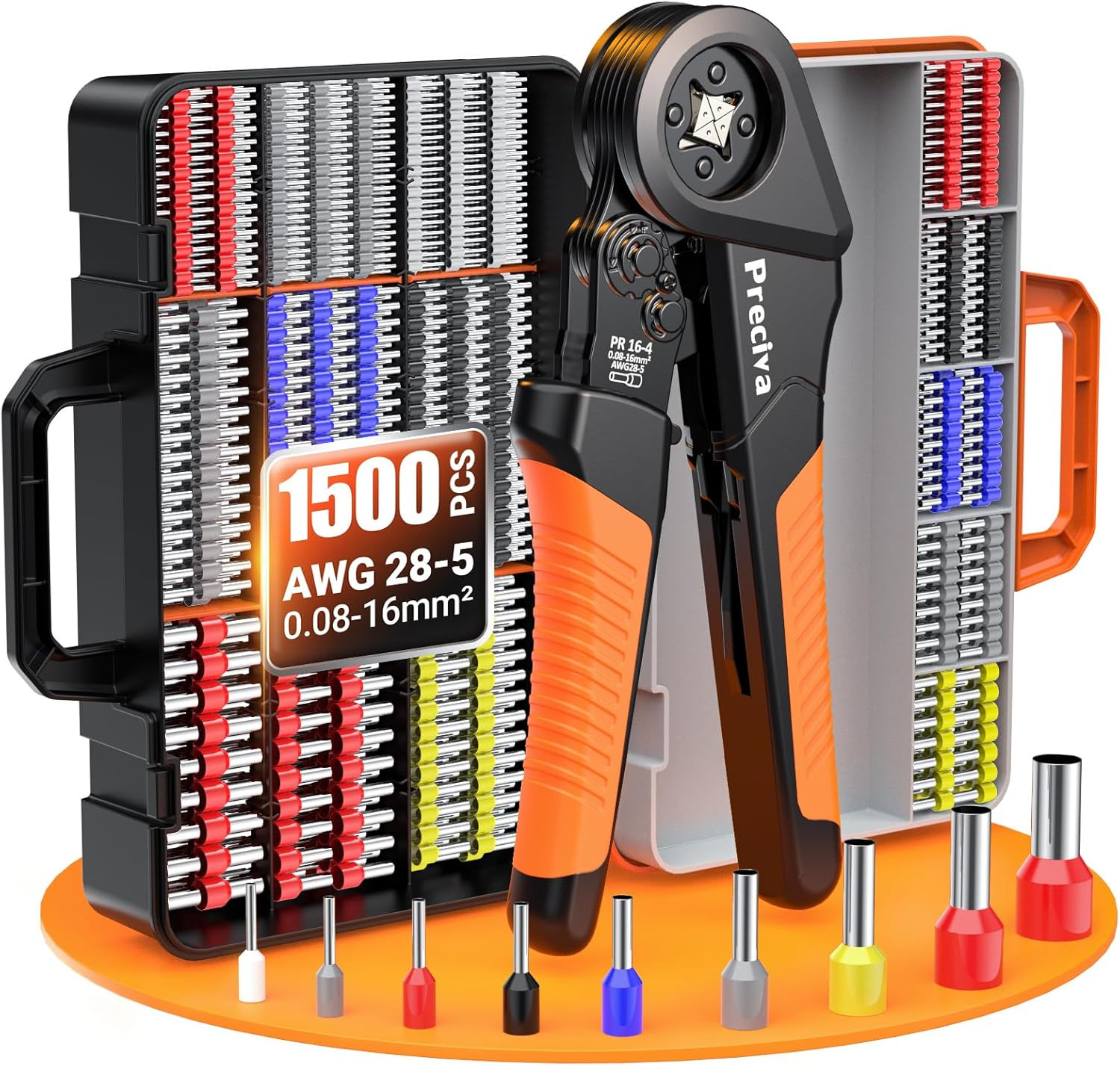 Ferrule Crimping Tool Kit - AWG 28-5 (0.08-16Mm²) Self-Adjustable Ratchet Ferrul