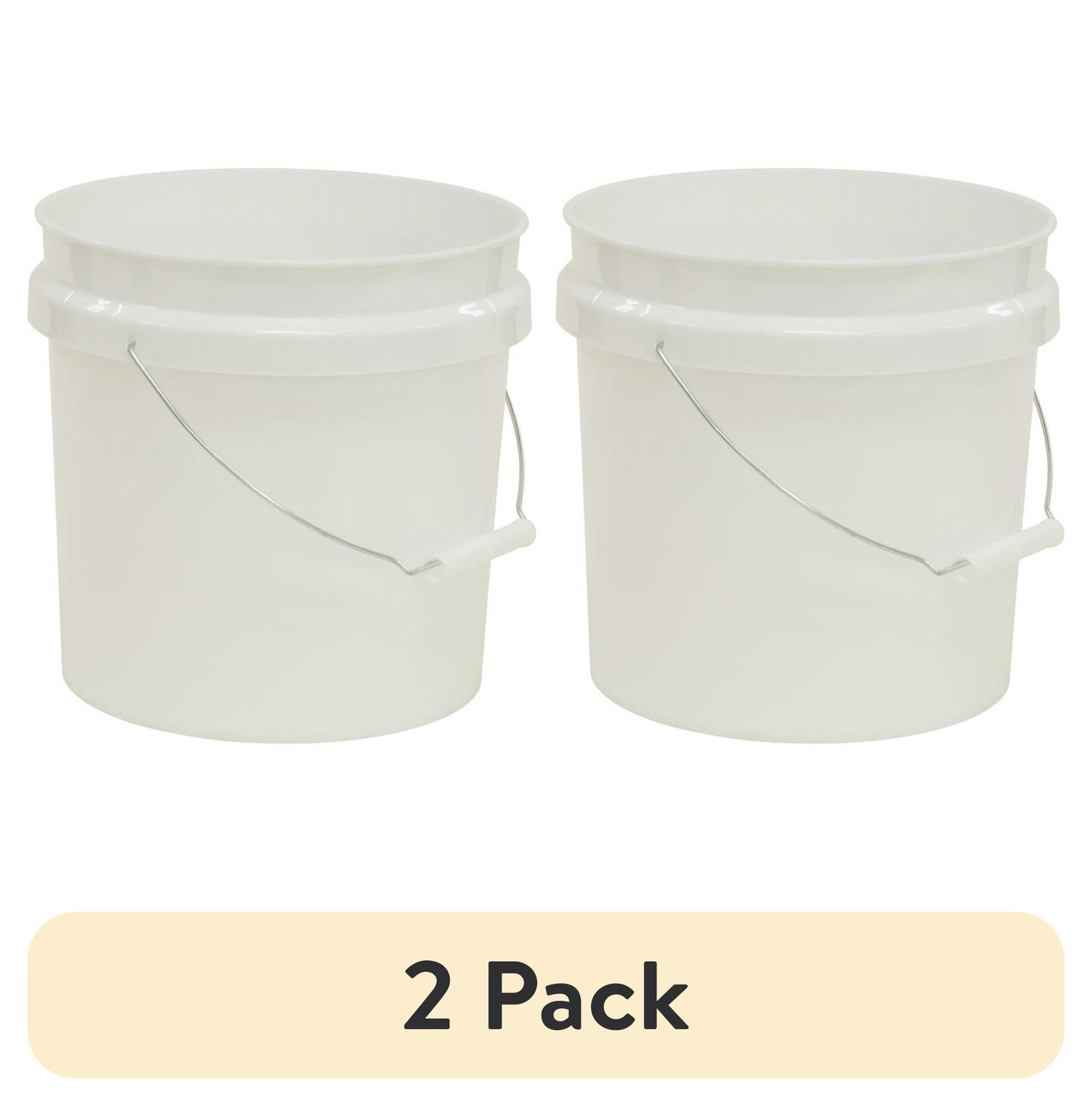 2 Pack 2 Gallon Round Comfort Handle Plastic Utility Bucket White 1 Each