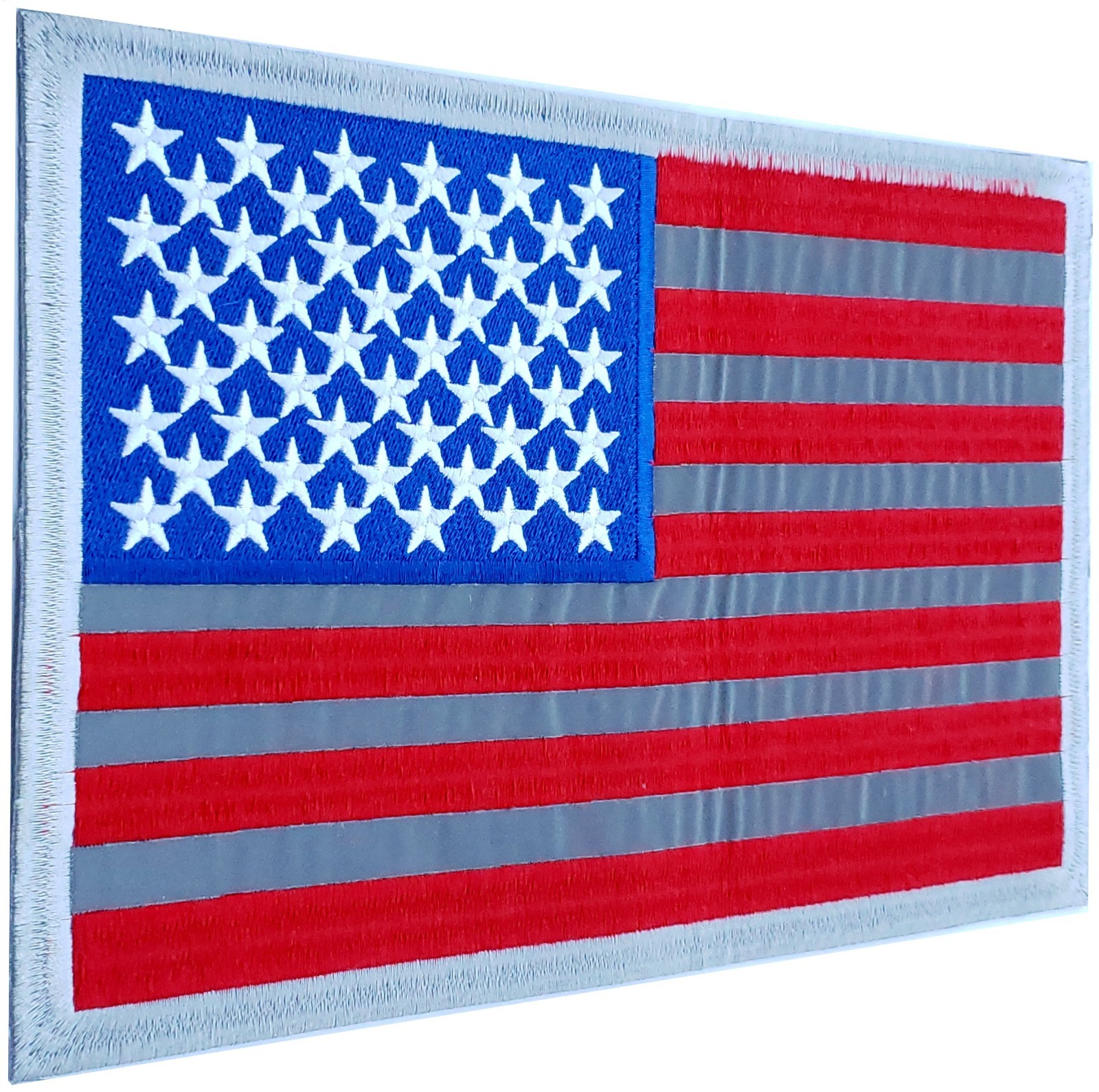 US USA AMERICAN FLAG 11" Tactical Morale PATCH IRON-ON Reflective