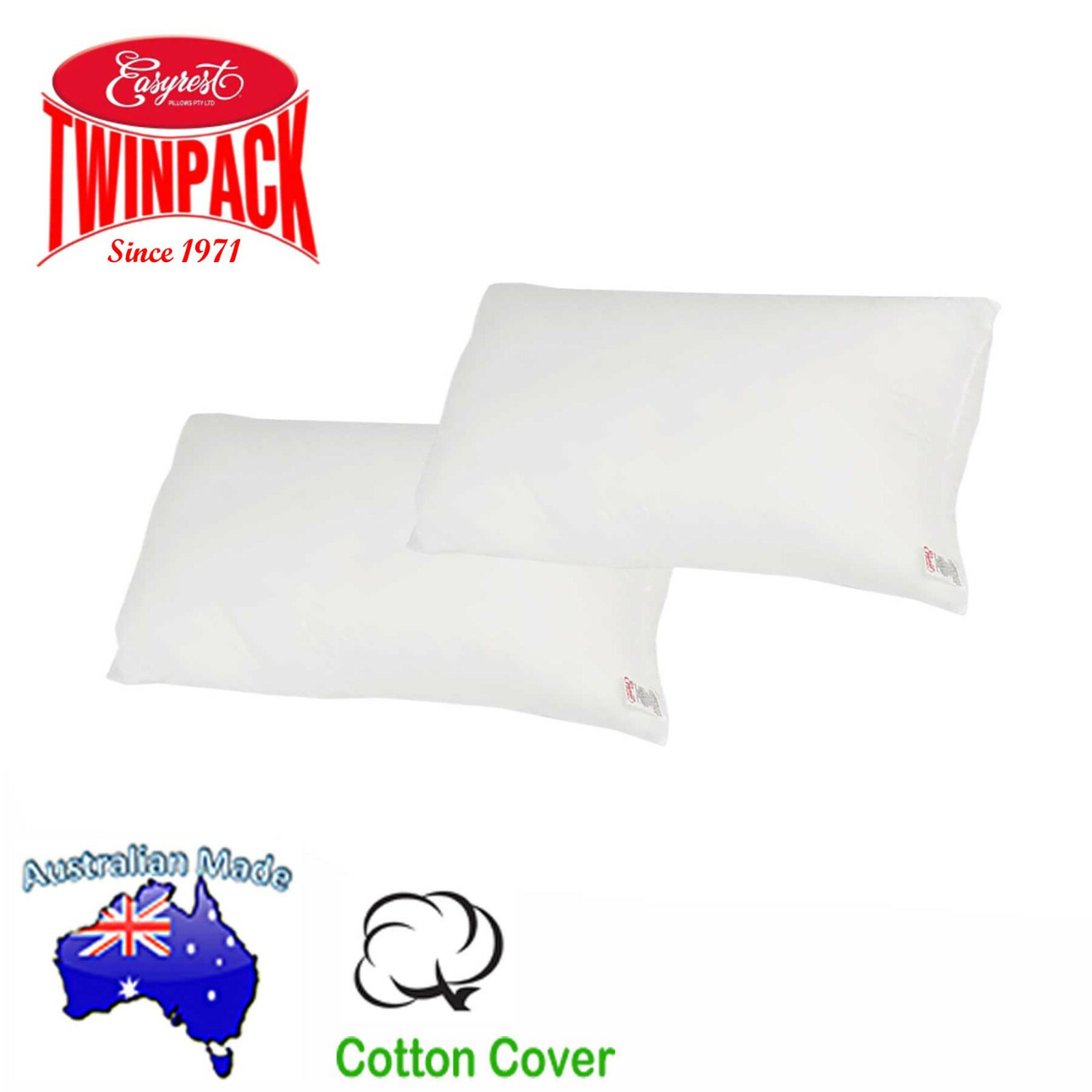 Made In Australia 2 x STANDARD Pillows 48x73cm SPECIAL PRICE Sale Limited Stock
