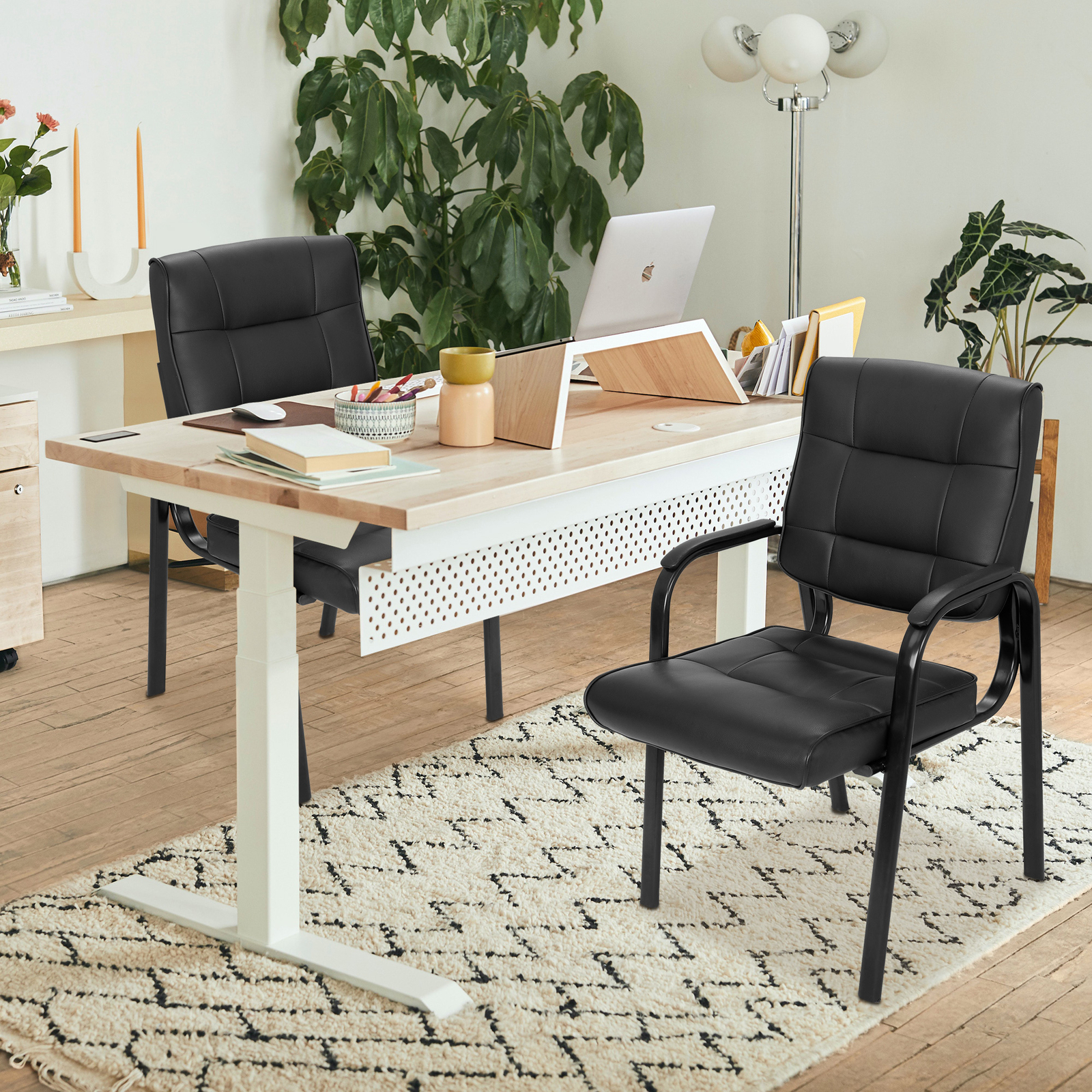 3PCS Classic Leather Office Chair Executive Office Desk Task Computer Chair