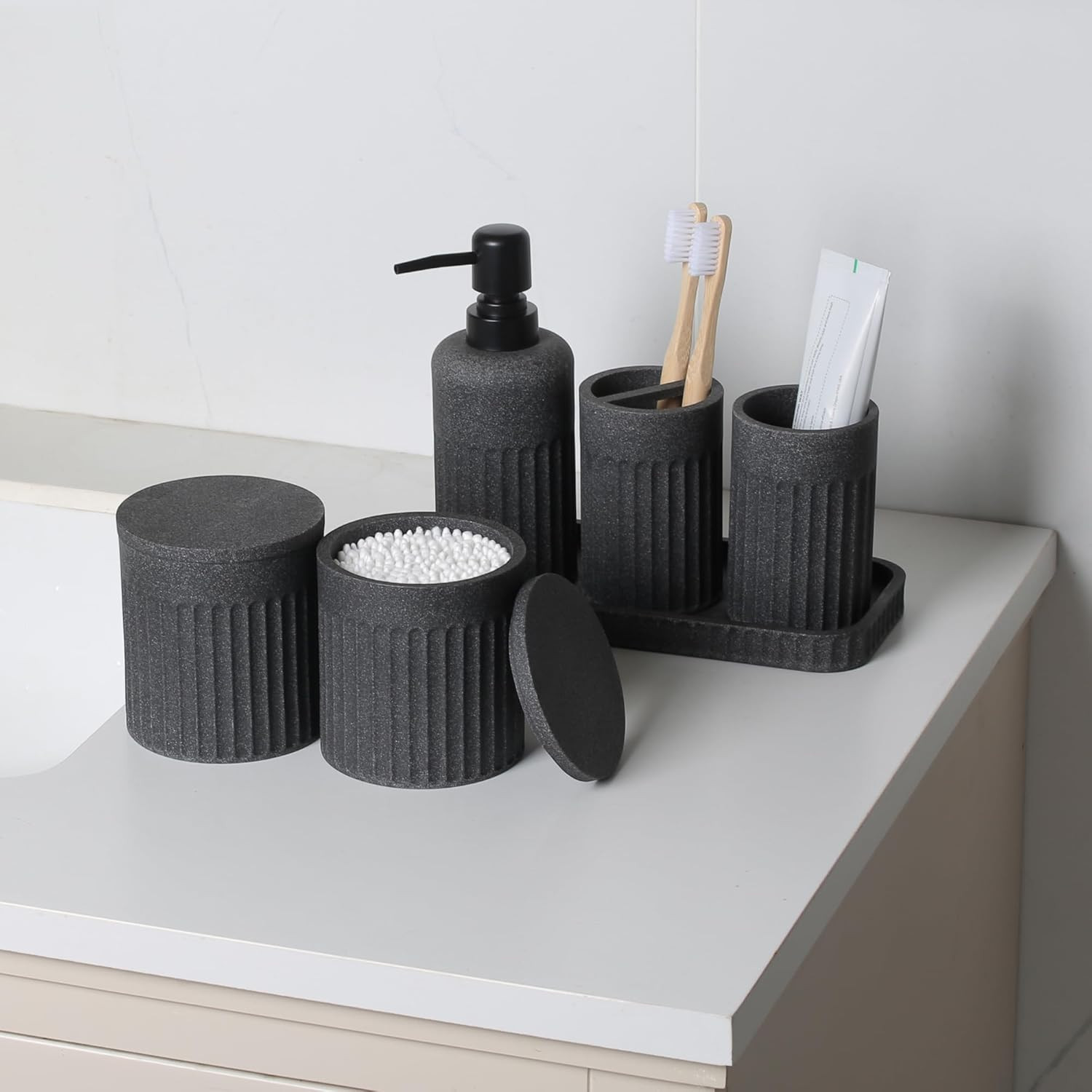 Bathroom Accessory Set - 6 Pieces Bathroom Accessories Set Complete with Soap Di