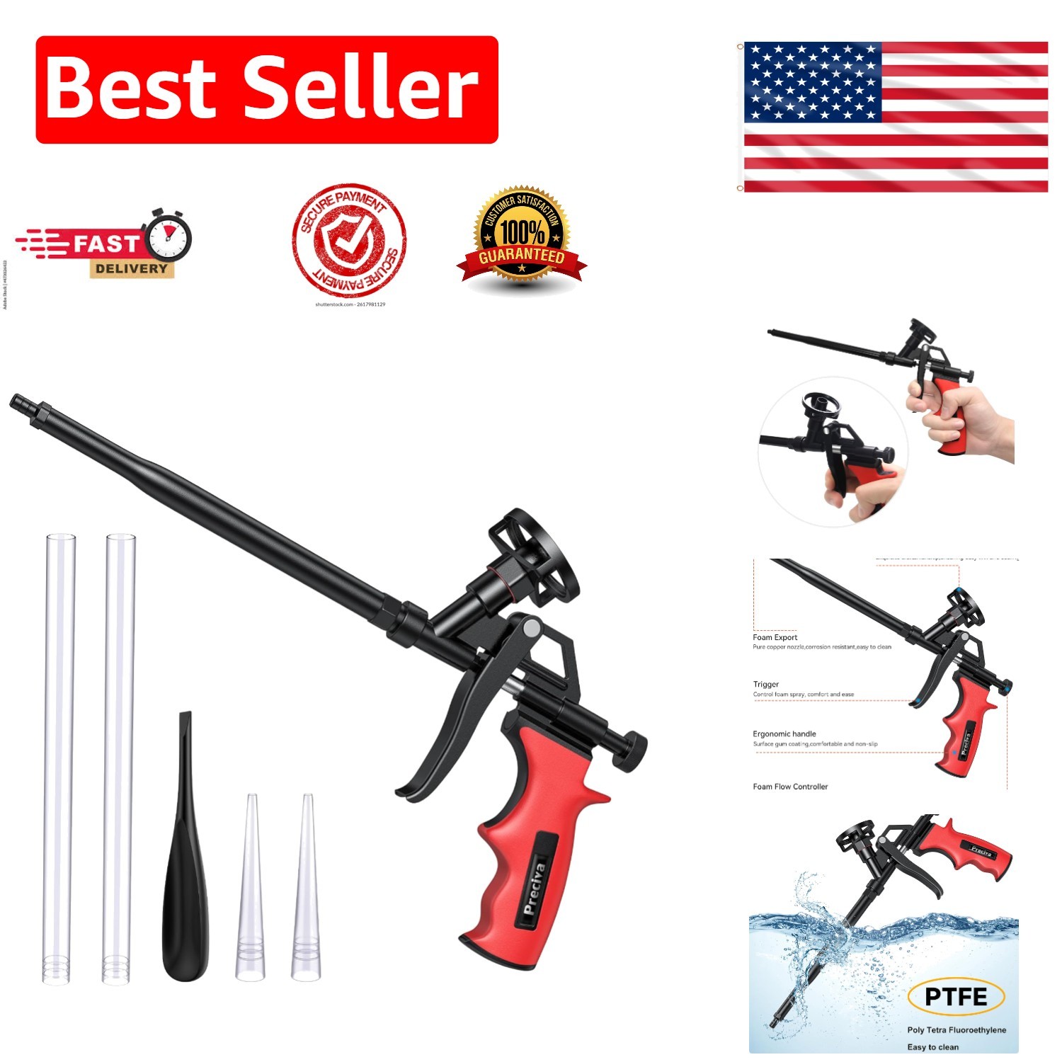 Professional Expanding Foam Gun with Precision Control for Efficient Sealing