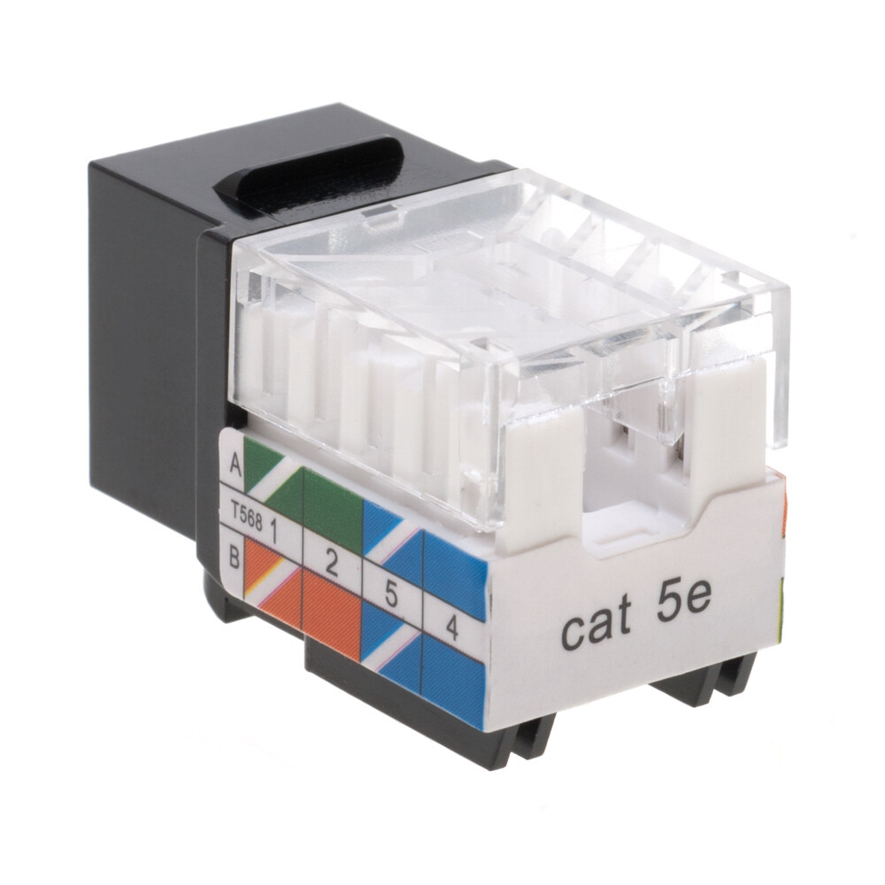 Cat5e Black 45° Angled Keystone Jack Punchdown Network Connector Multipack LOT
