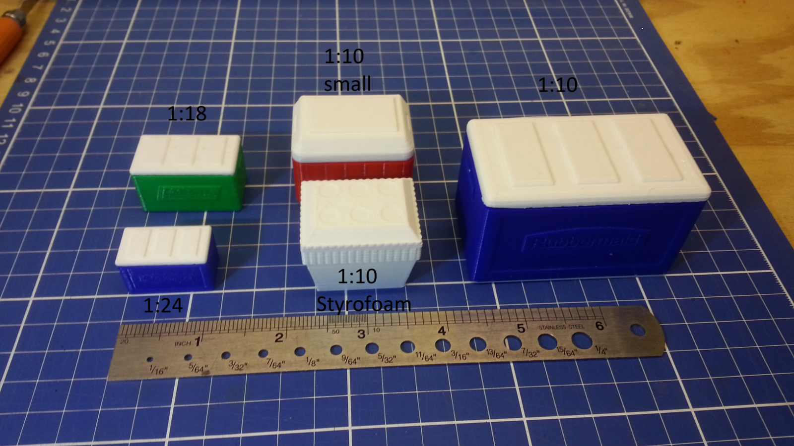 1:24 Scale Model Red Cooler For RC Micro Crawler Garage Accessory Free Ice!