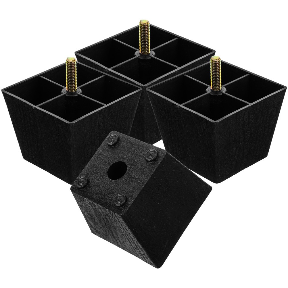 4Pcs Black Durable Couch Feet Replacement Metal Plastic Legs for Furniture