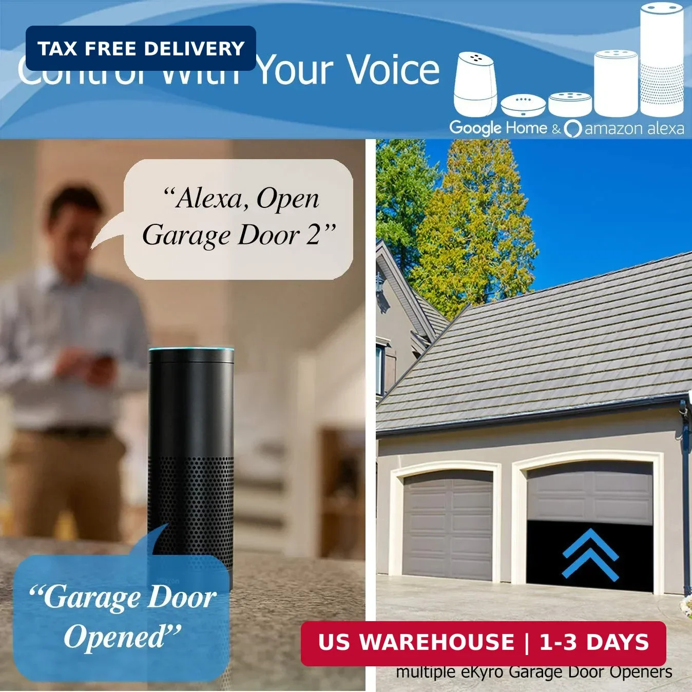 Smart Garage Door Opener - Universal WiFi Remote Controller Compatible wit